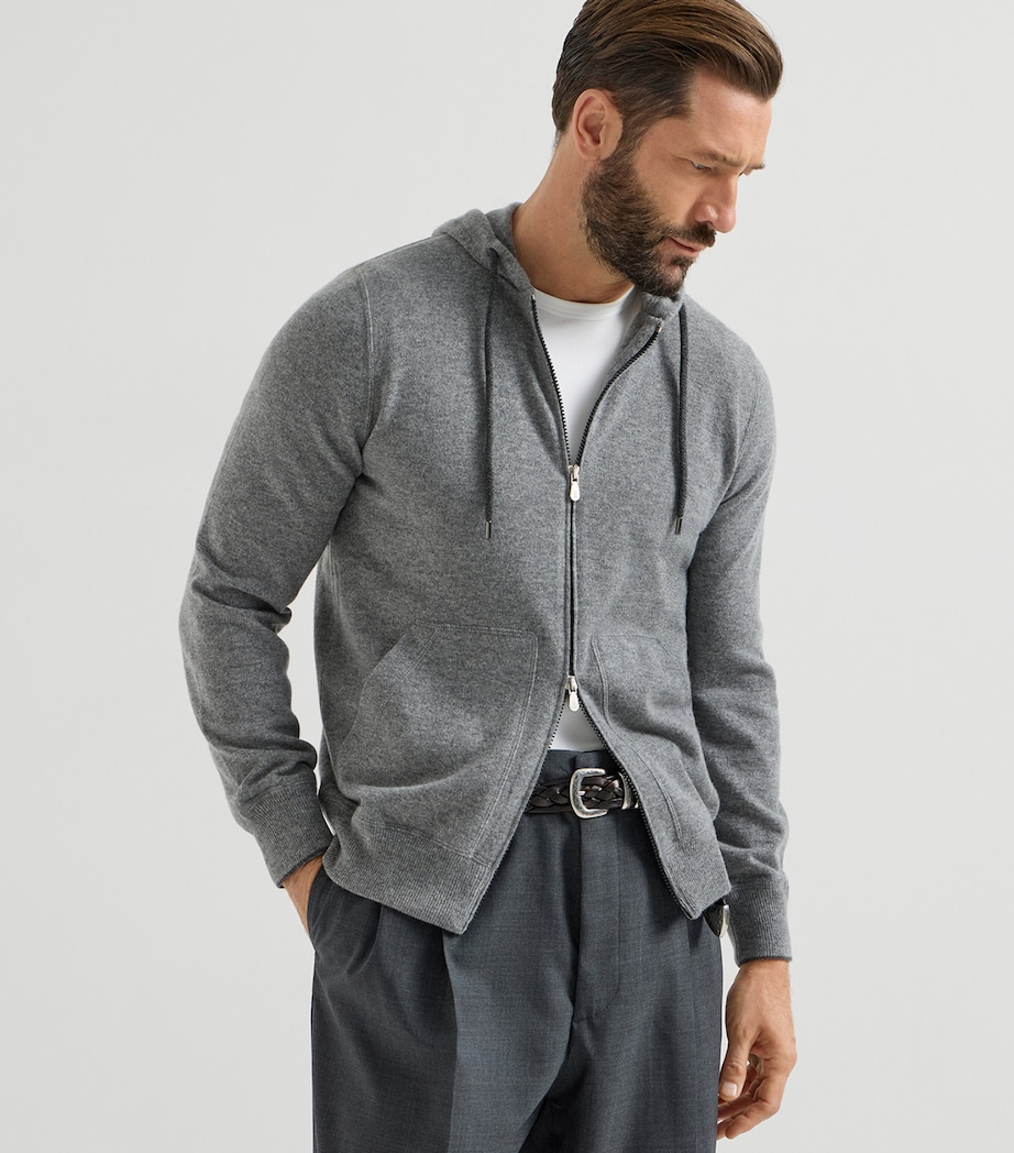 Brunello Cucinelli Mens Cashmere Zip-Up Hoodie Image 3