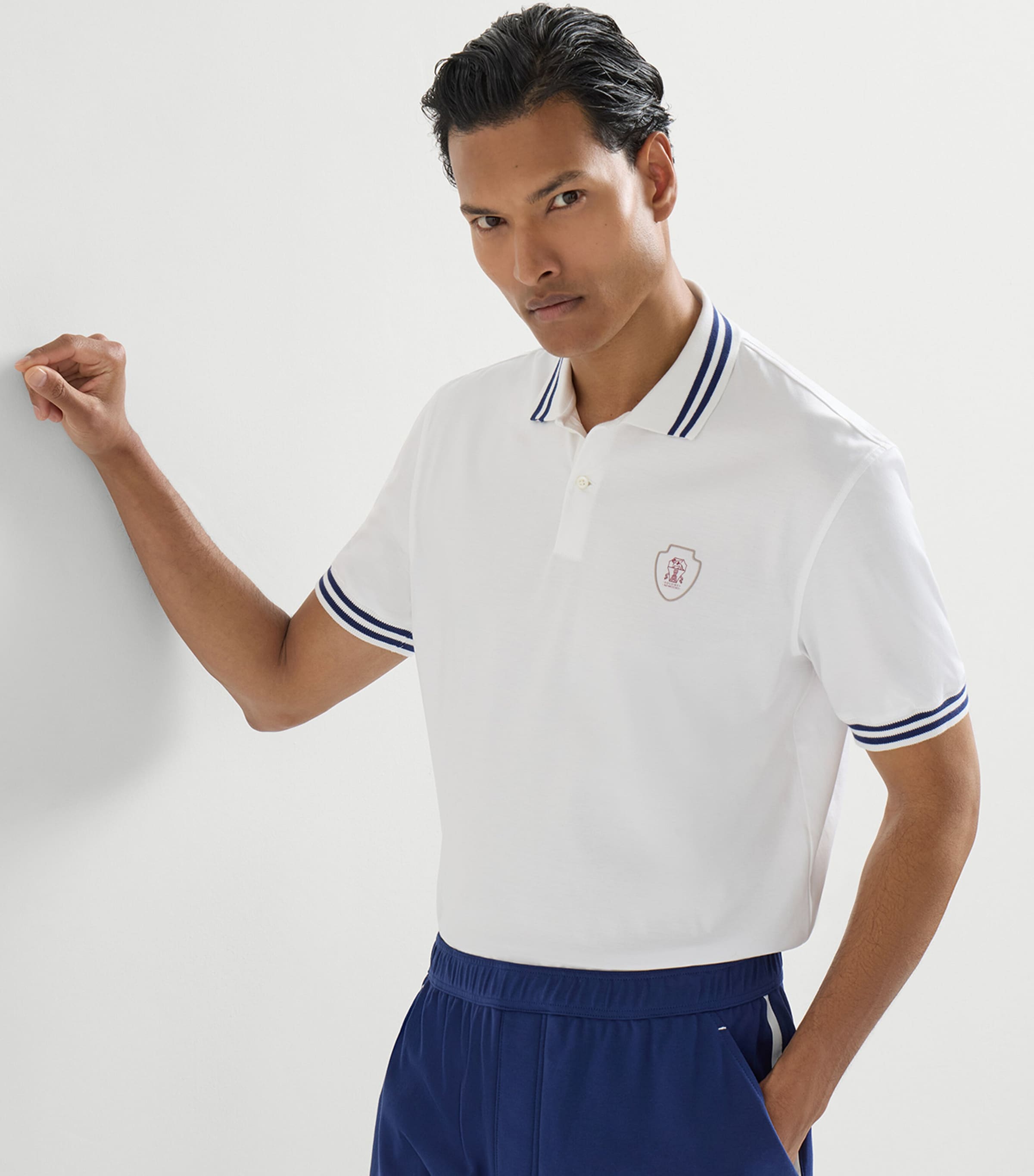 Brunello Cucinelli Mens Cotton Logo Polo Shirt Image 4