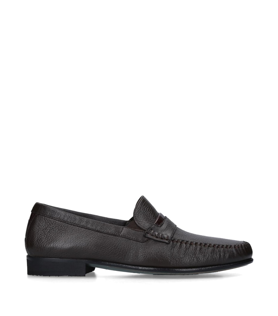 Croc Trim Leather Flex Loafers DARK BROWN Image 3