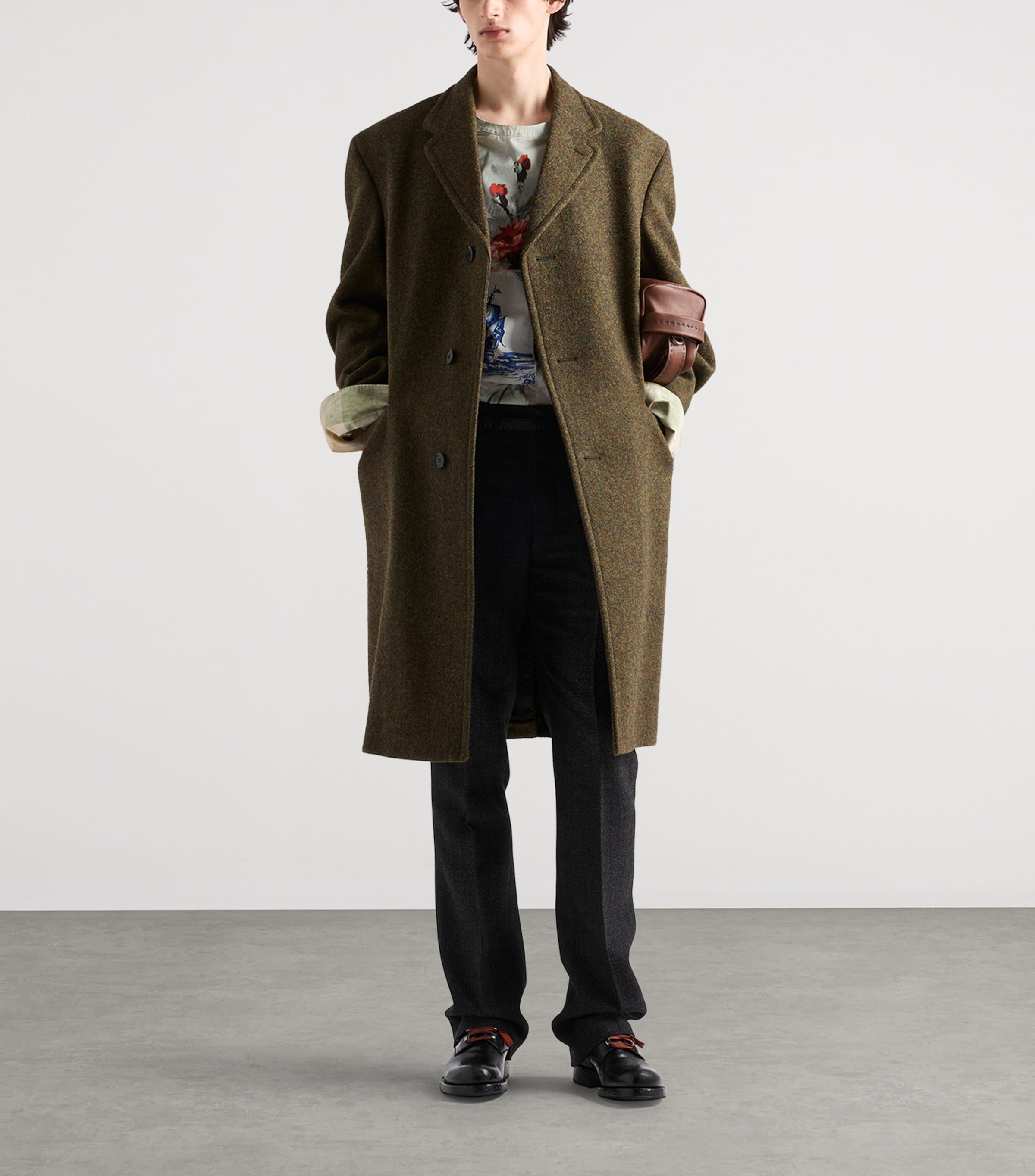 Prada Mens Wool Single-Breasted Coat Green Image 2