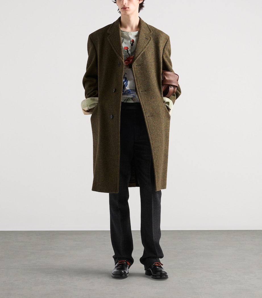 Prada Mens Wool Single-Breasted Coat Green Image 2