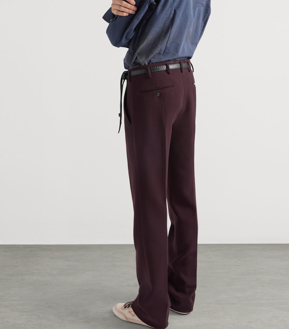 Prada Mens Wool Straight-Leg Trousers Purple Image 3