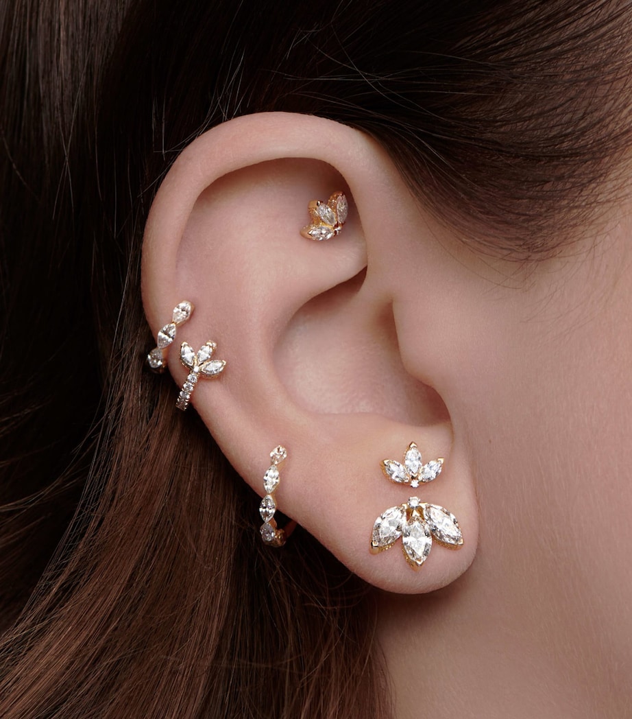 White Gold Diamond Lotus Eternity Hoop Earring (6.5mm) WHITE GOLD Image 5