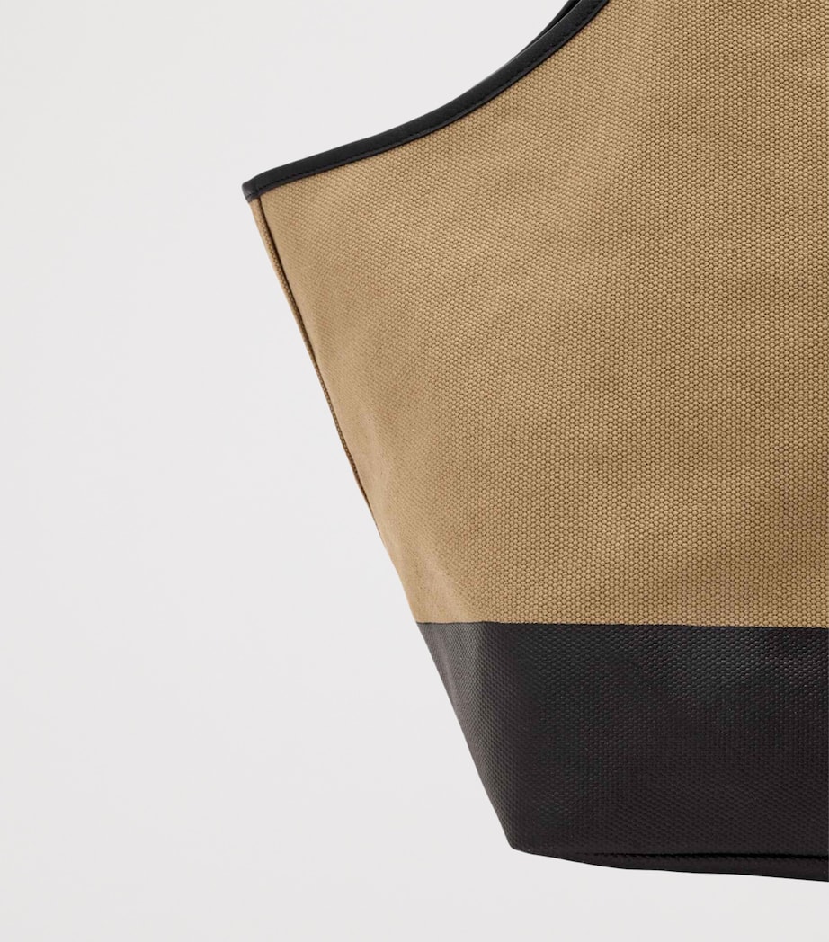 AllSaints Canvas and Leather Siloh Tote Bag Sand Brown Image 3