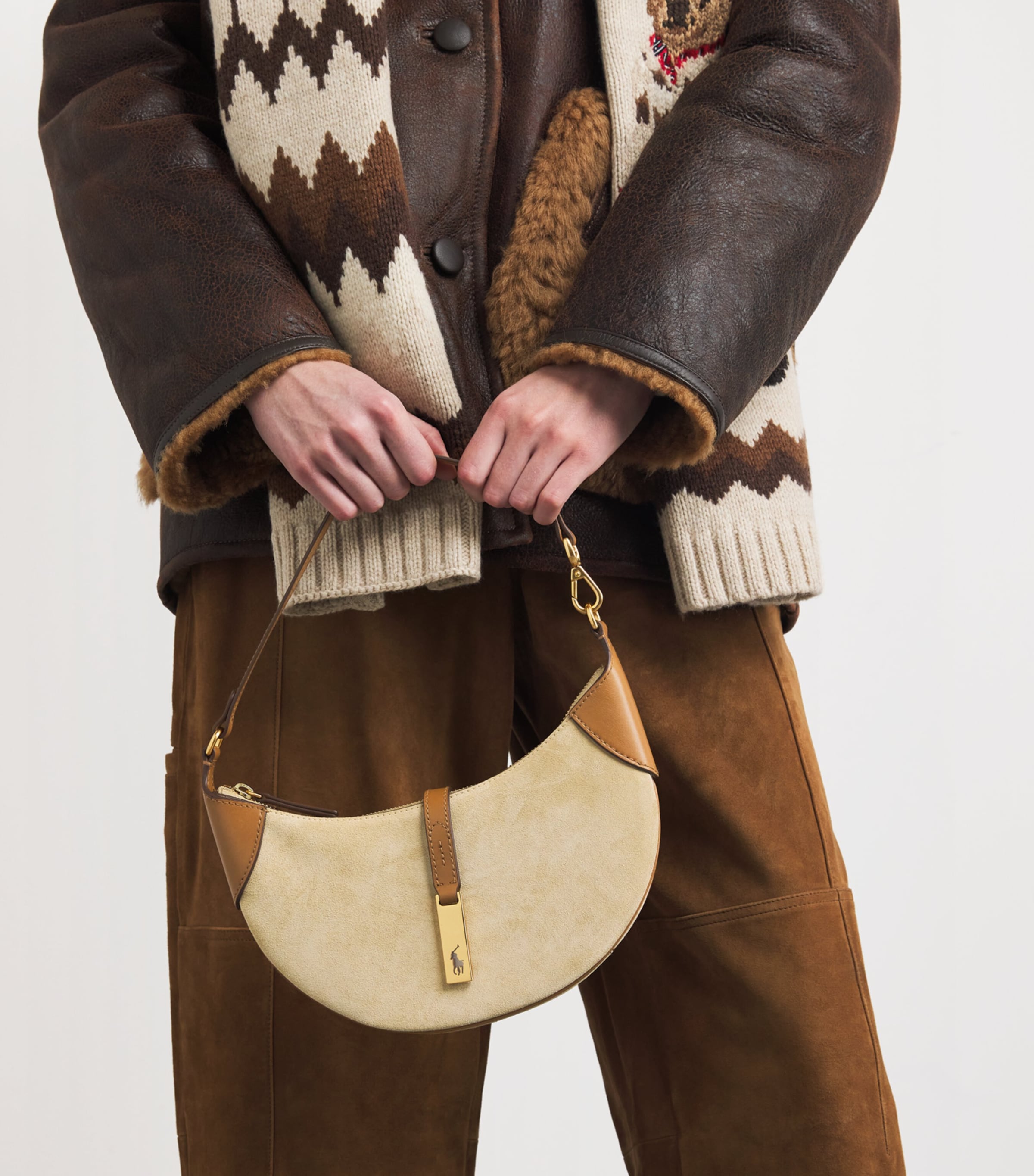 Mini Suede ID Shoulder Bag CASHEW /TAN Image 2