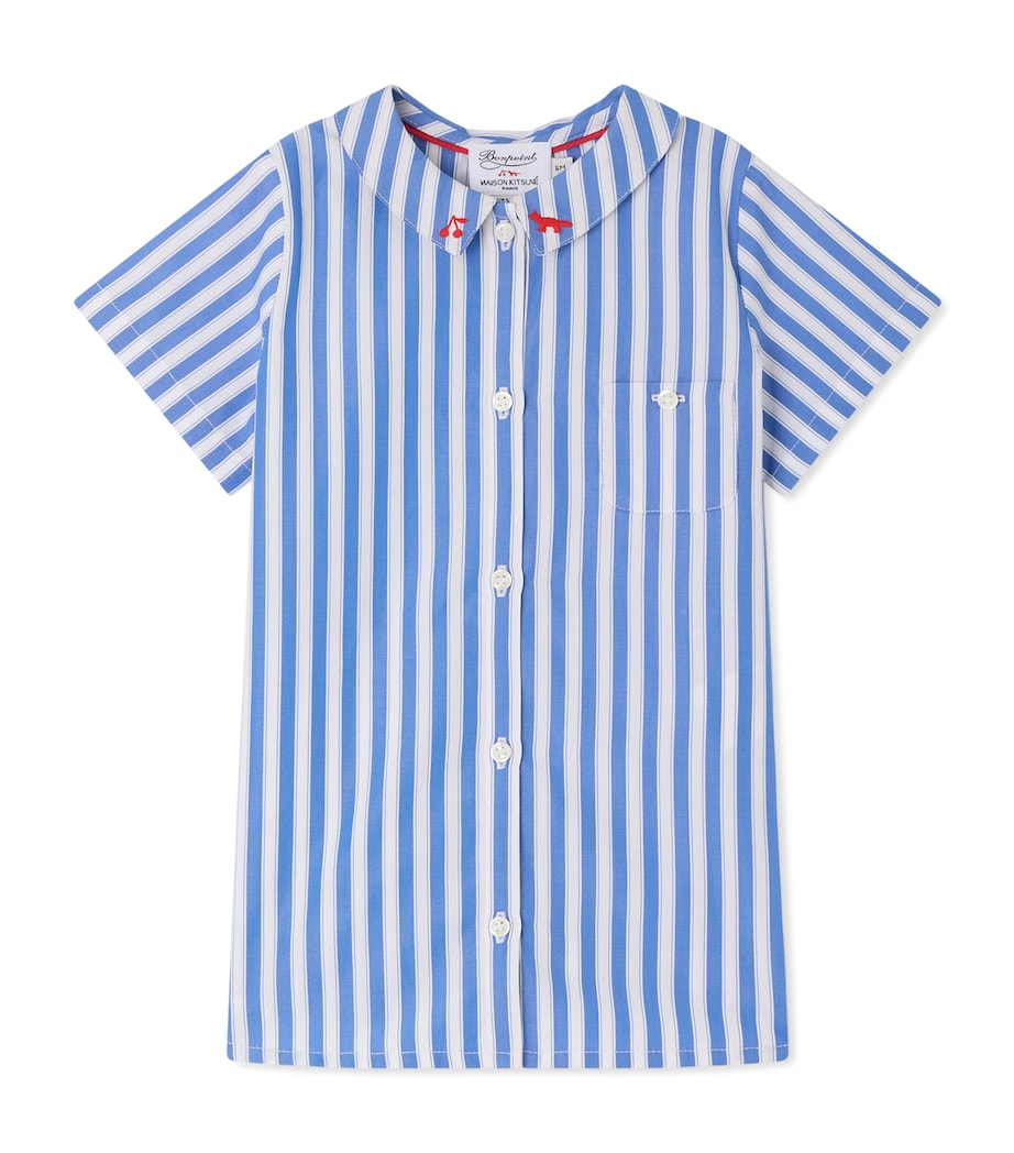 Bonpoint x Maison Kitsuné Stripe Dress (6-36 Months) Ra Bleu De Prusse Image 1