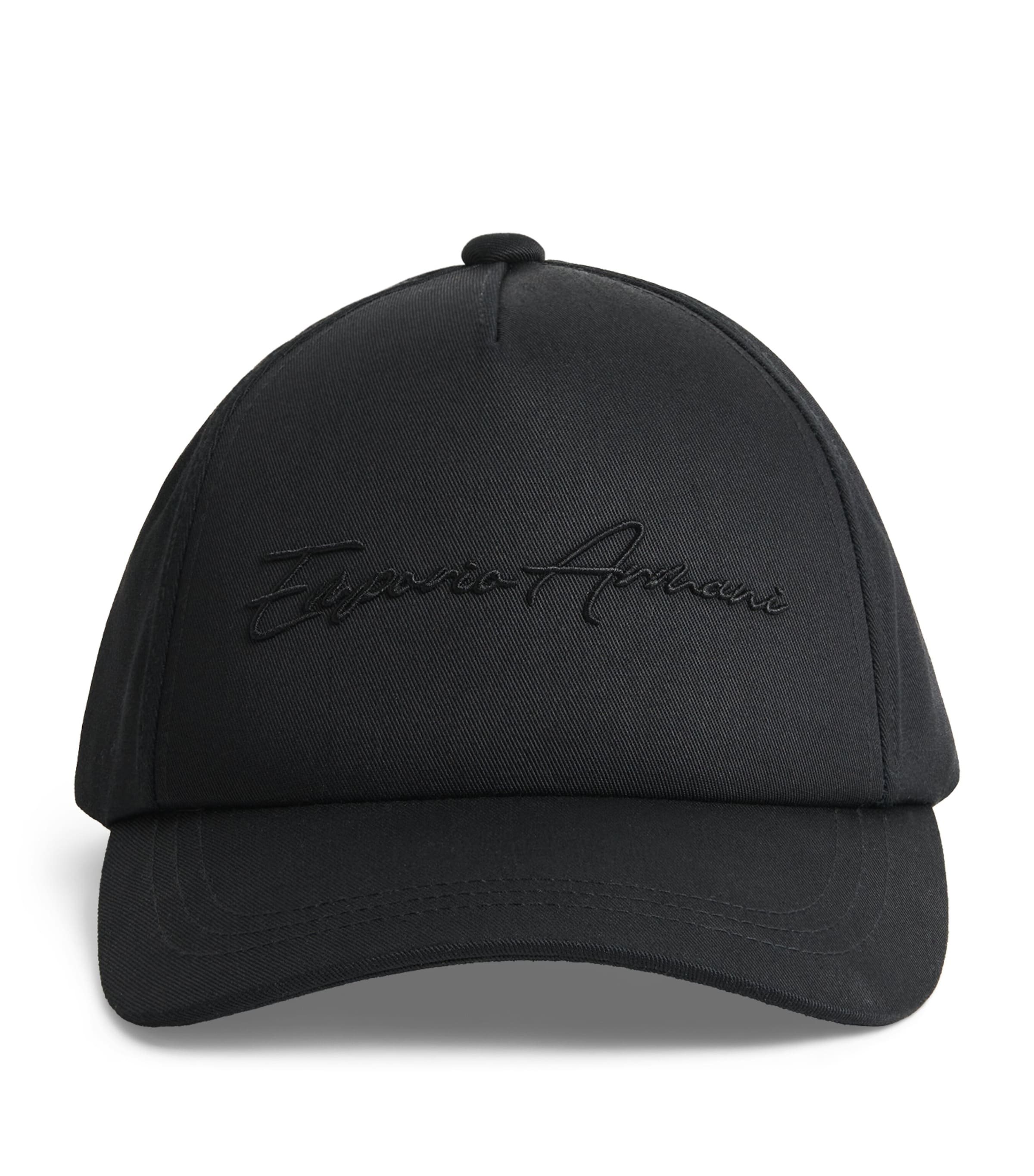 Emporio Armani Script Logo Baseball Cap In Black