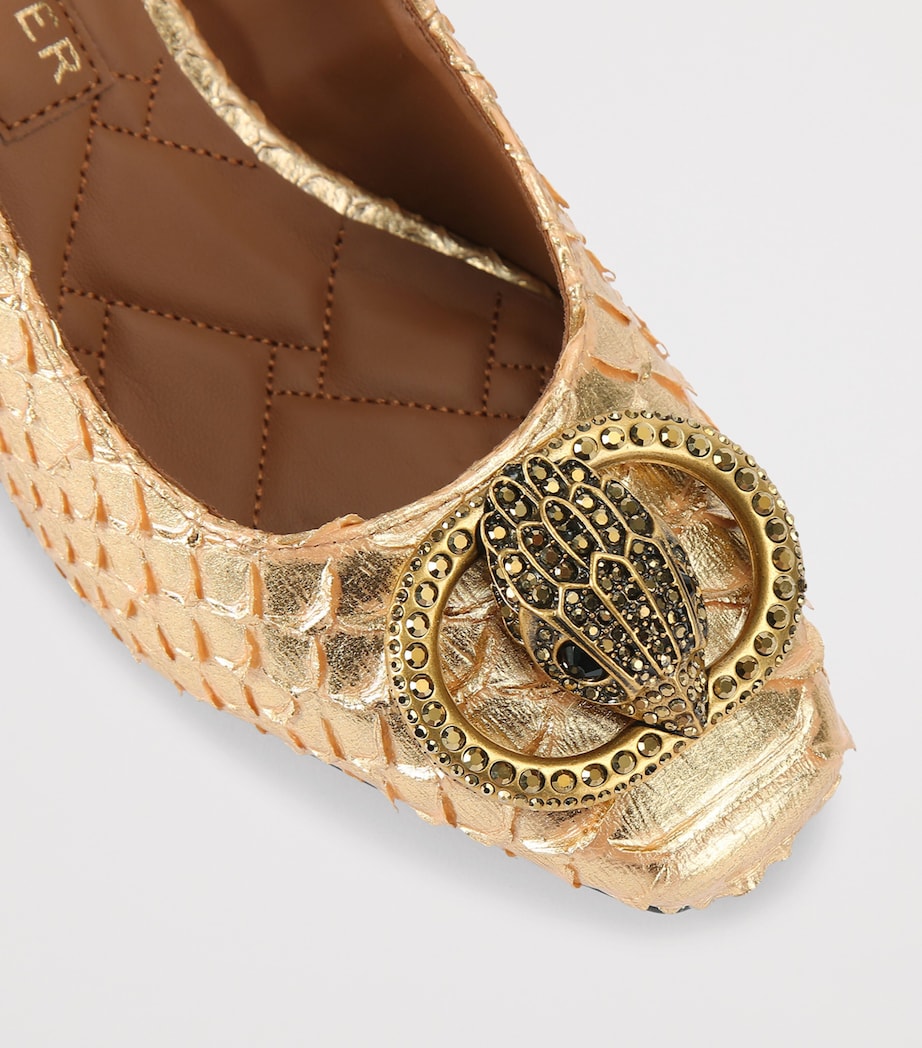 Leather Lizard-Effect Chelsea Slingback Pumps GOLD Image 3