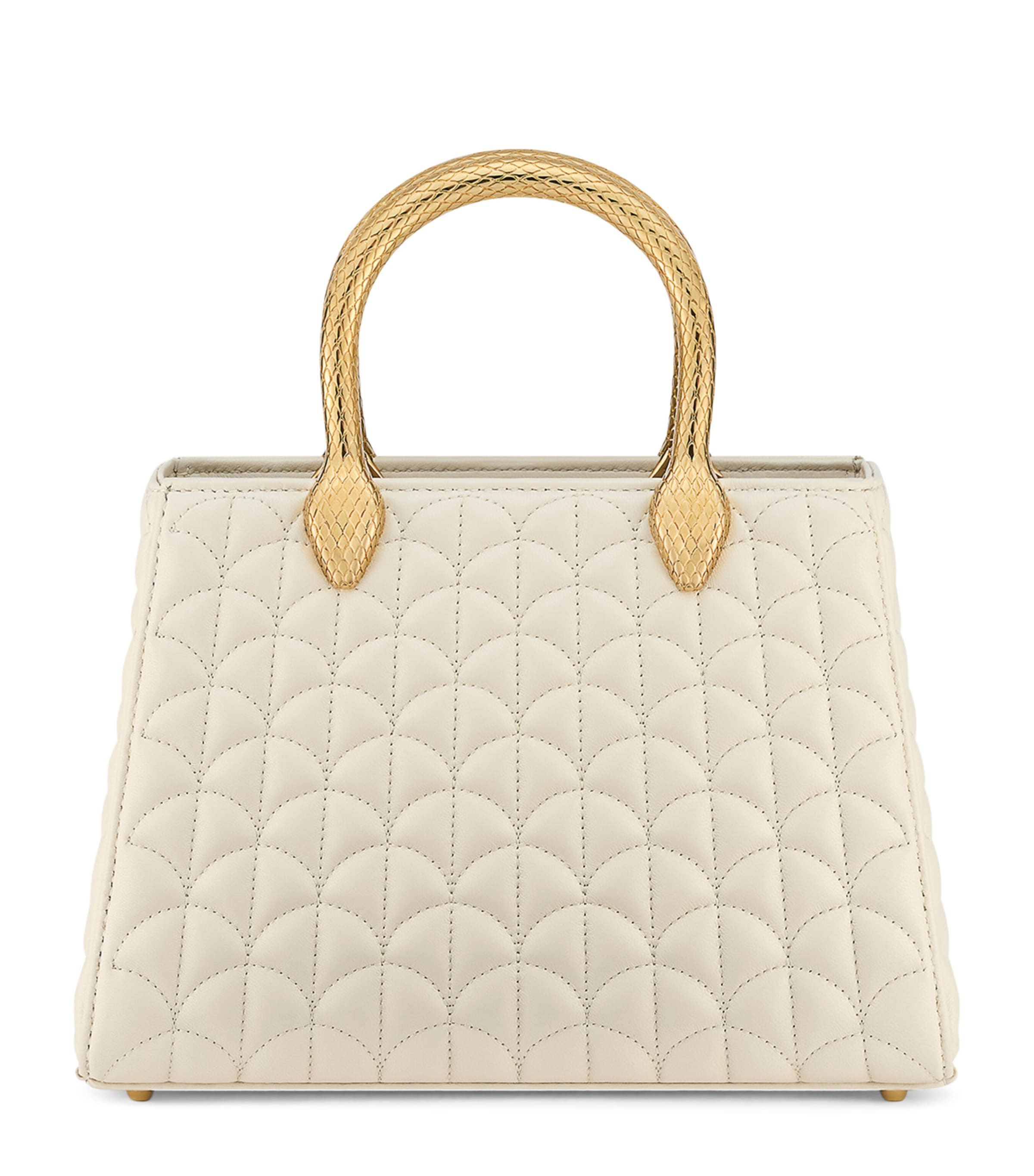 Bvlgari Womens White Serpentine Duo Leather Top Handle Bag