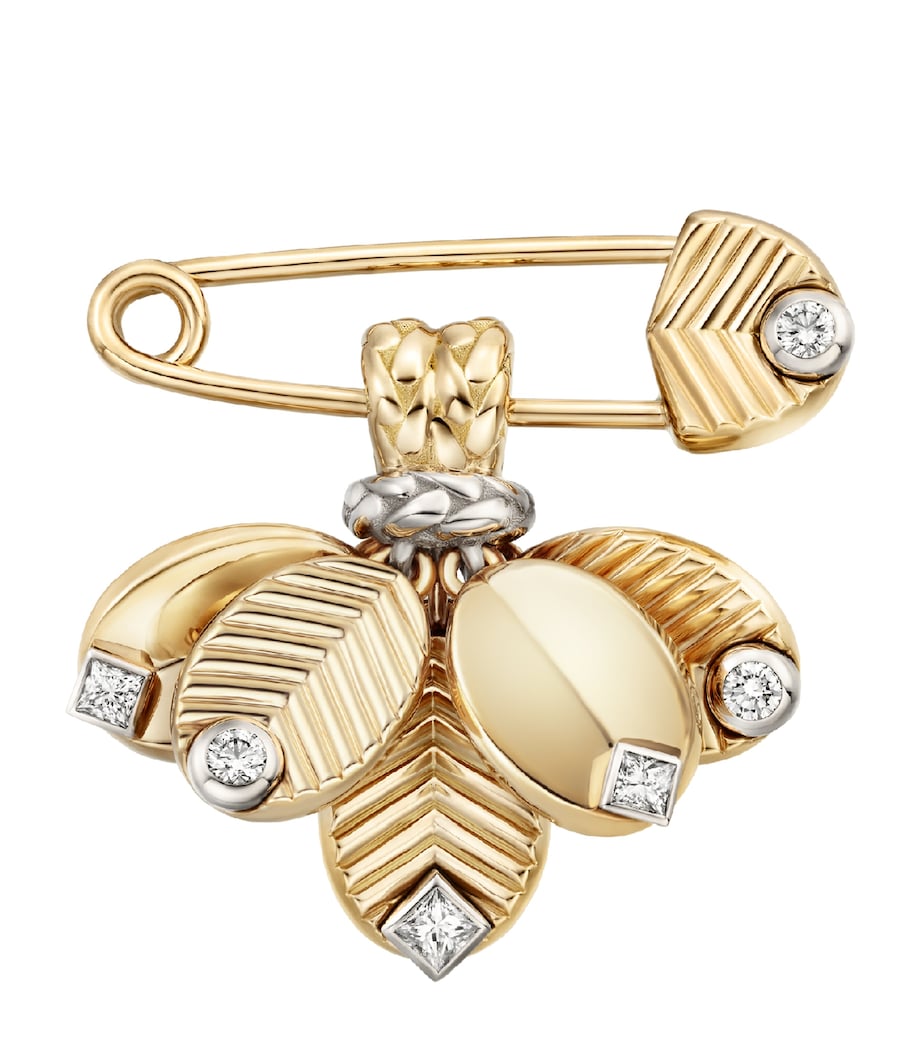 Yellow Gold, White Gold and Diamond Grain de Café Brooch YELLOW GOLD Image 1