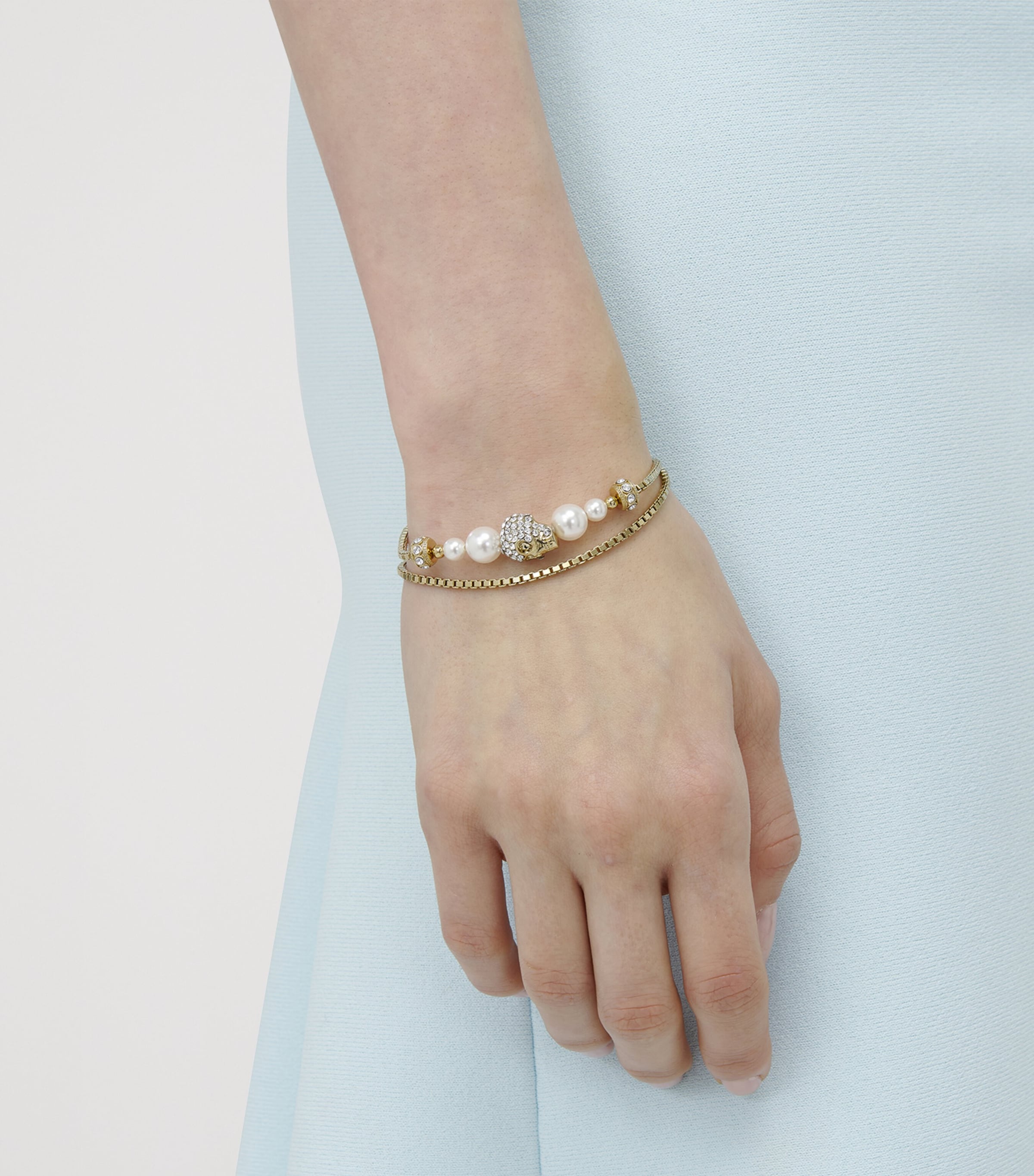 McQueen Faux Pearl and Skull Bracelet | Harrods US