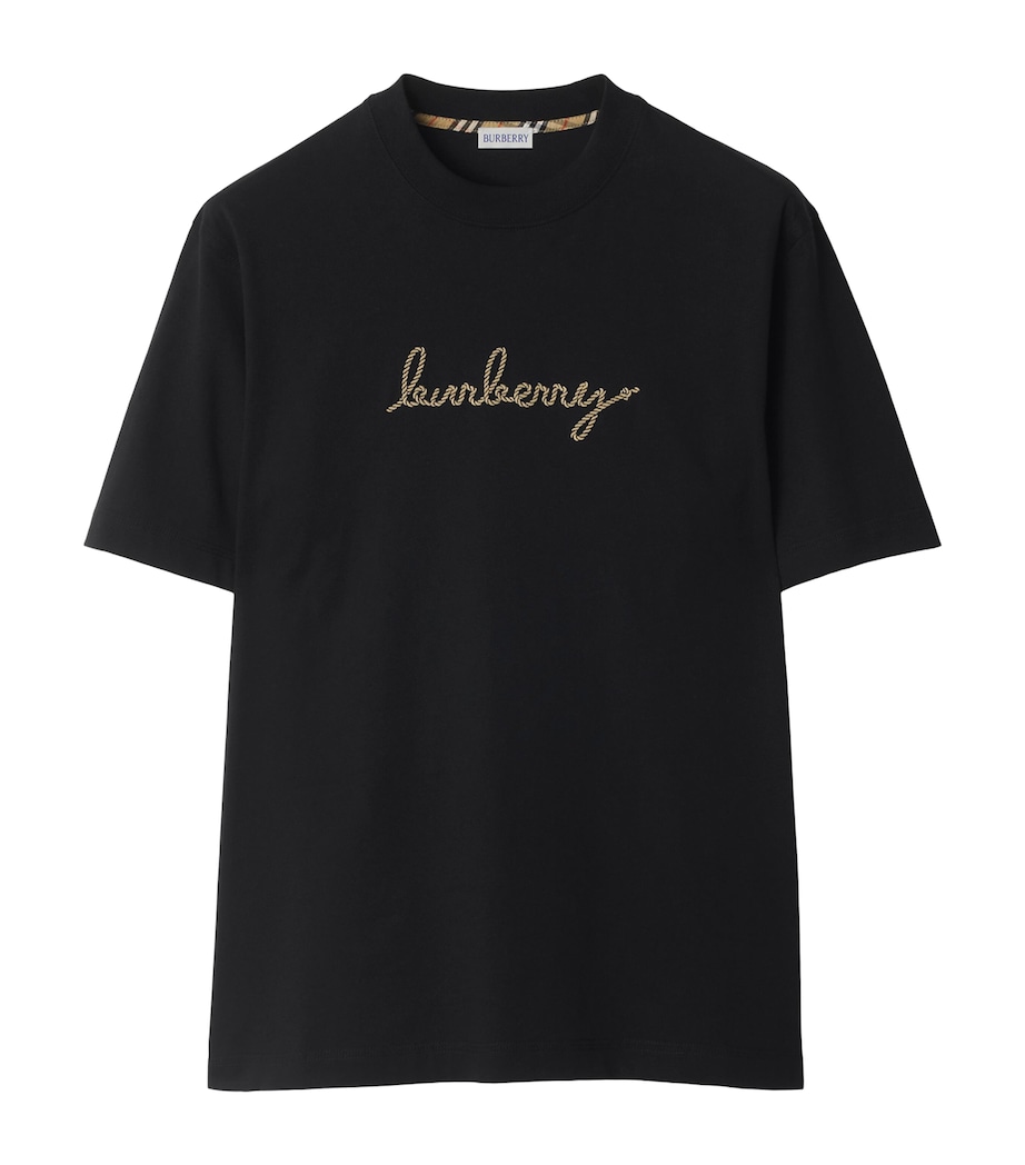 Cotton Embroidered T-Shirt BLACK Image 1