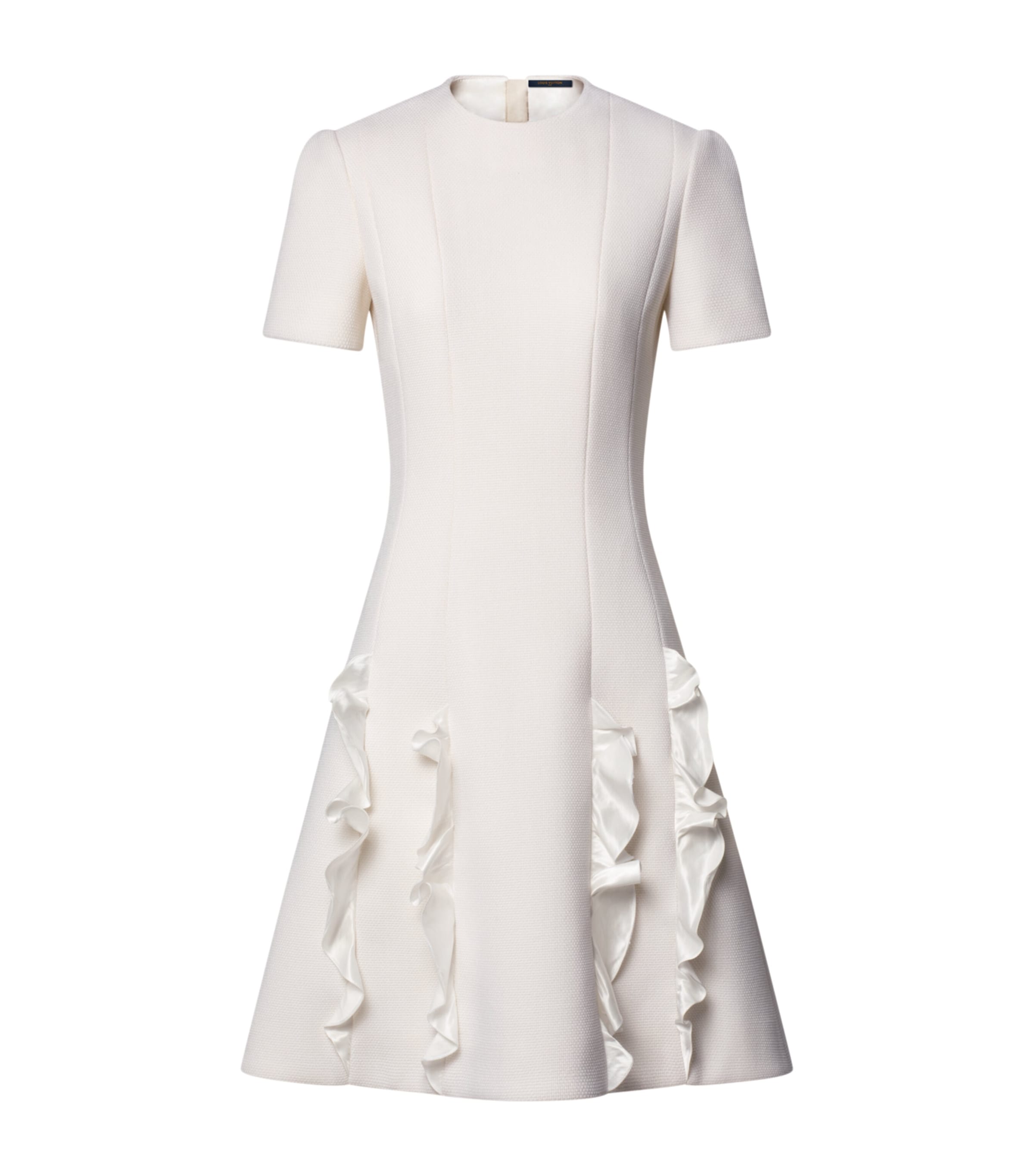 LOUIS VUITTON Womens Satin-Ruffle Tailored Mini Dress White Image 1