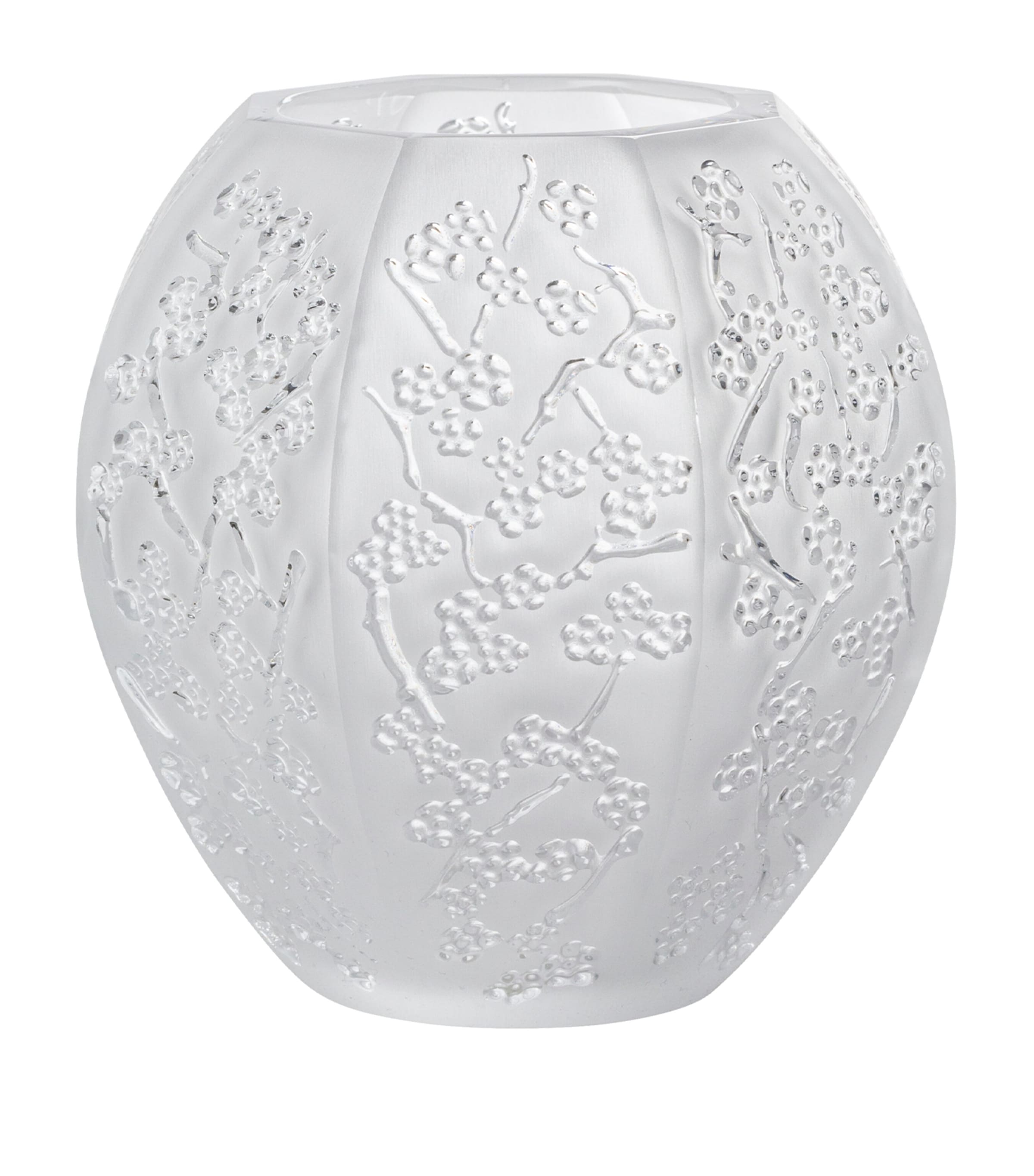 Lalique Small Crystal Sakura Vase In Gray