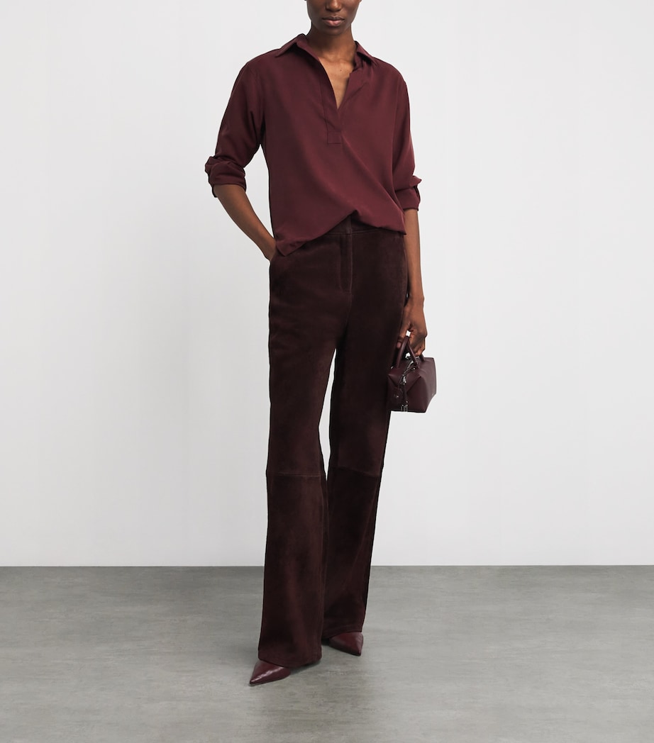 Silk Canvas Polo-Collar Shirt CHERRY Image 2