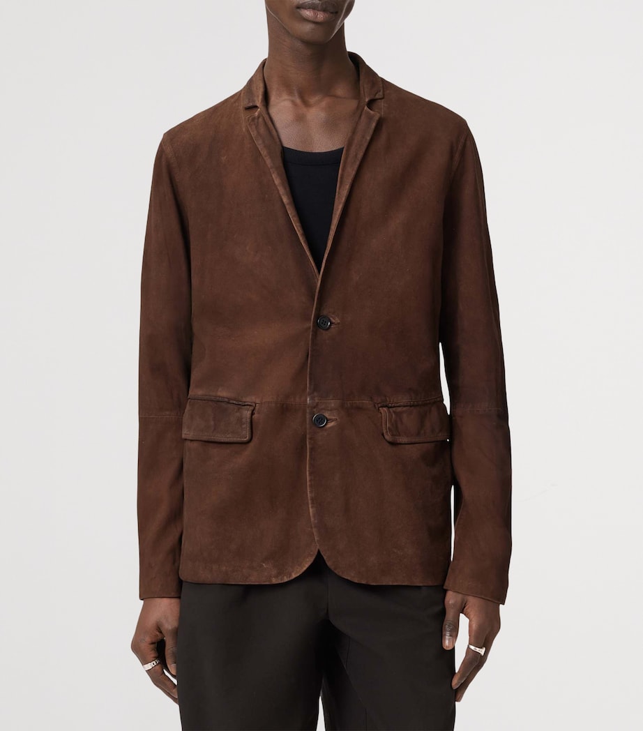 AllSaints Mens Suede Monet Blazer Cider Brown Image 6
