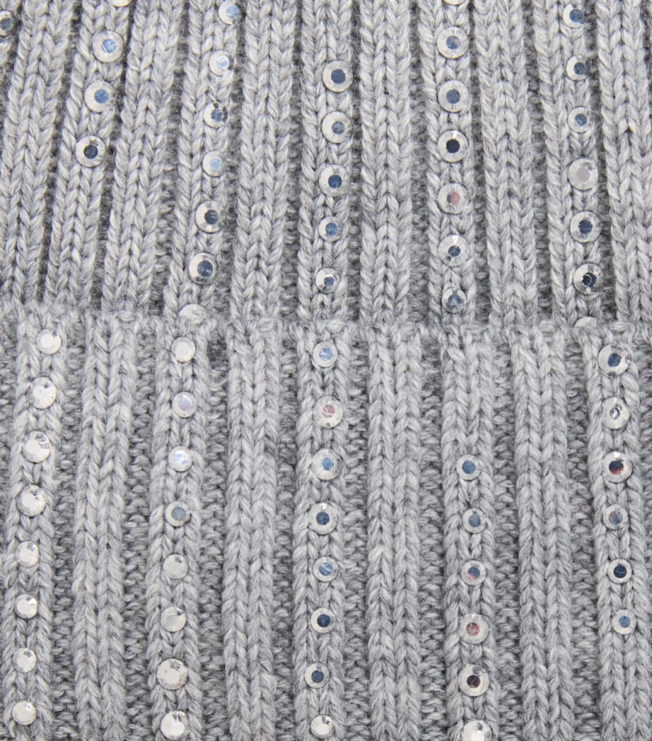 Monnalisa Embellished Knit Hat Grigio Image 3