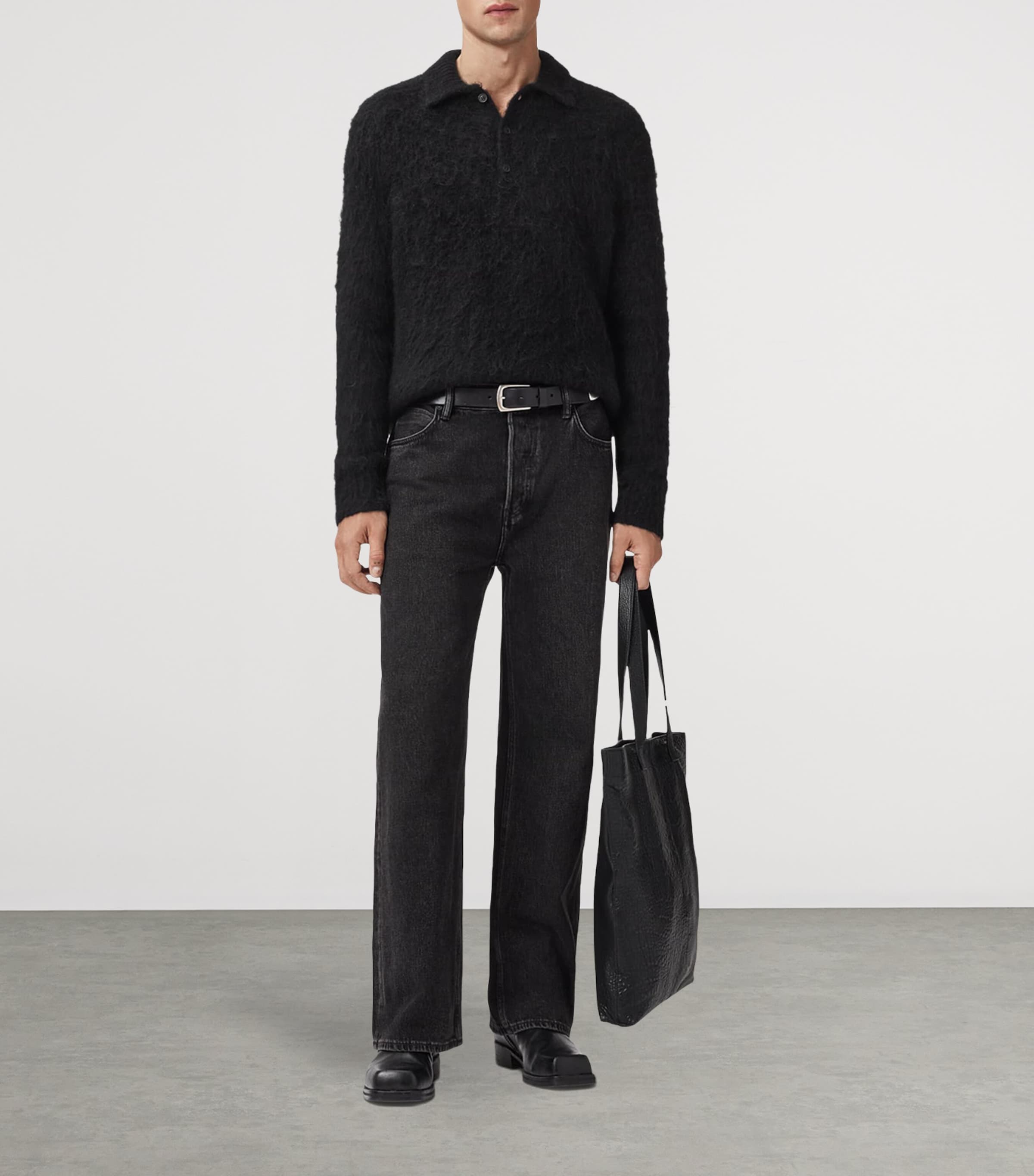 Brushed Sonny Polo Sweater BLACK Image 3