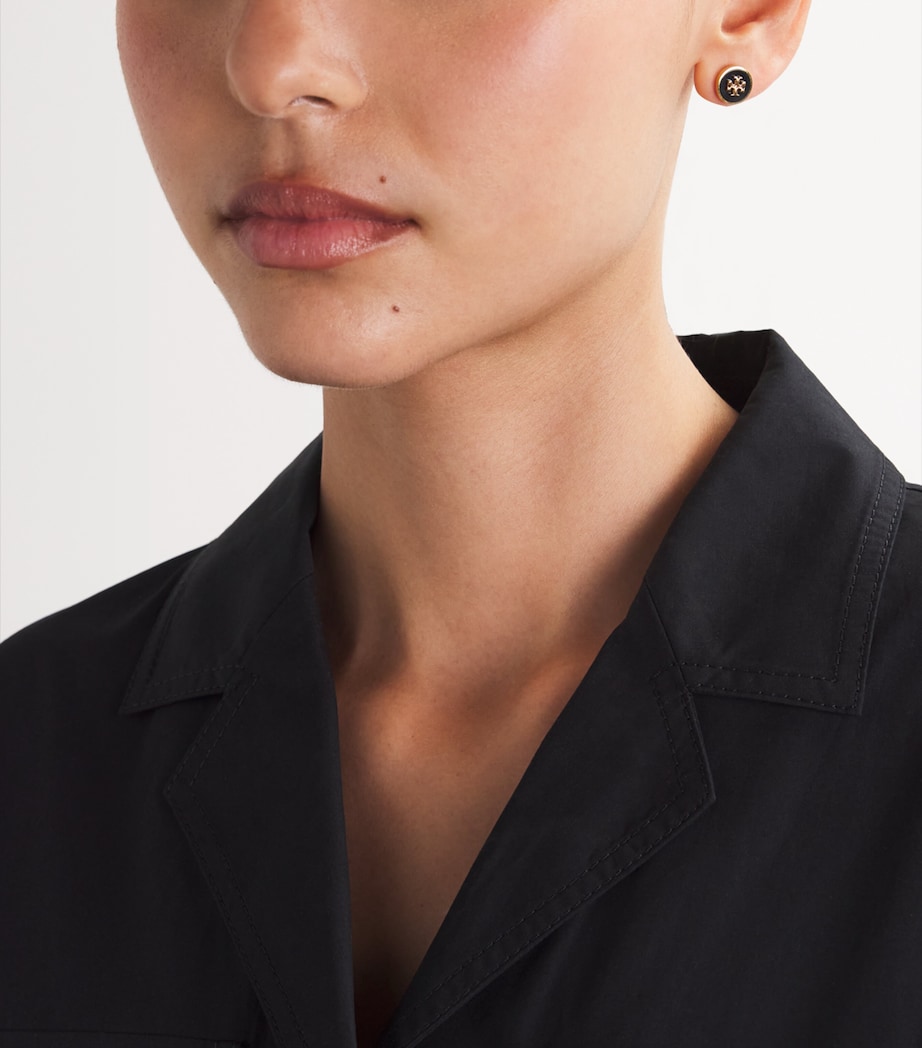 Enamel-Trim Kira Circle Studs TORY GOLD / BLACK Image 2