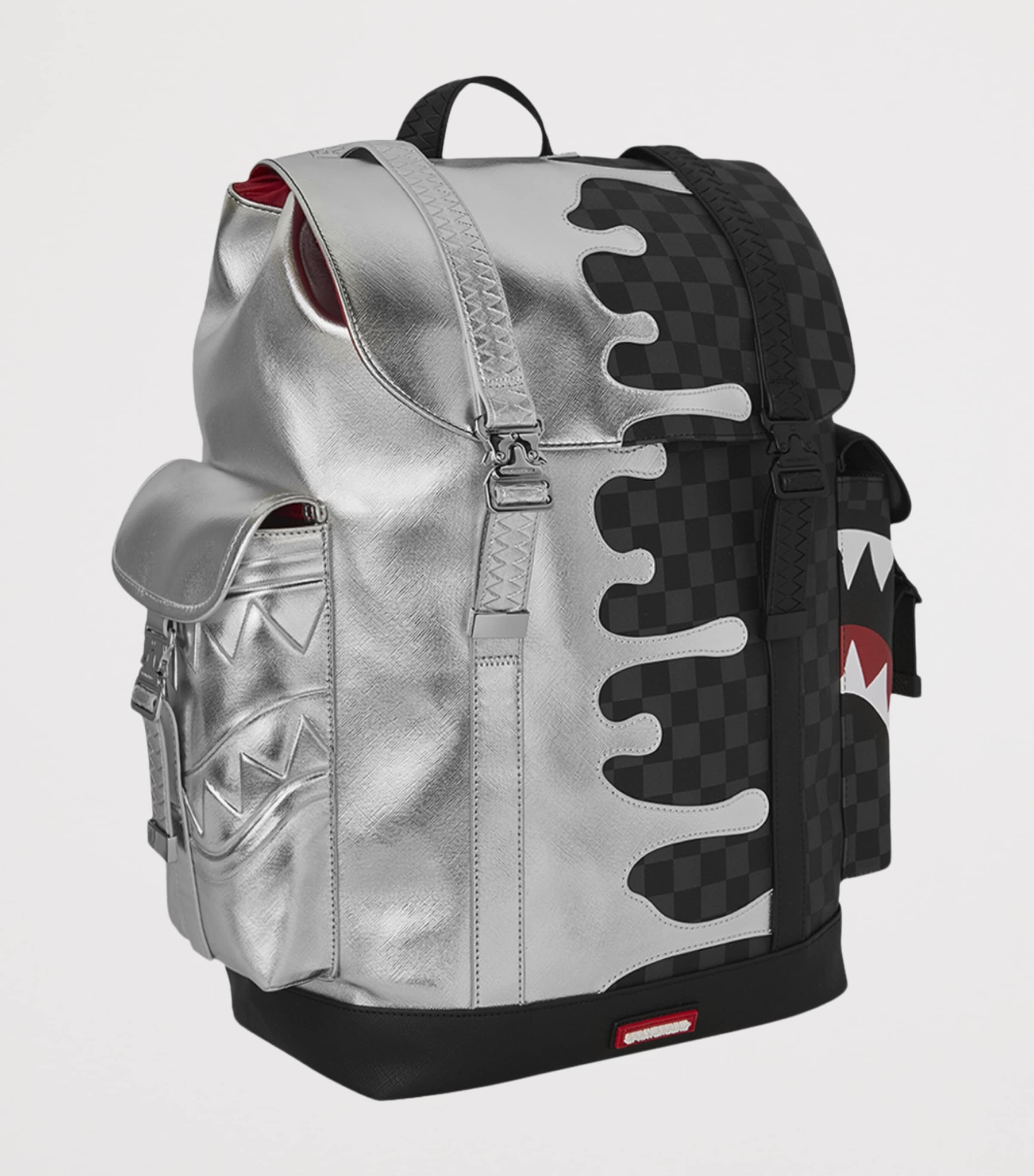 Sprayground Side Drip Flap Backpack Silver Side Drip Image 2