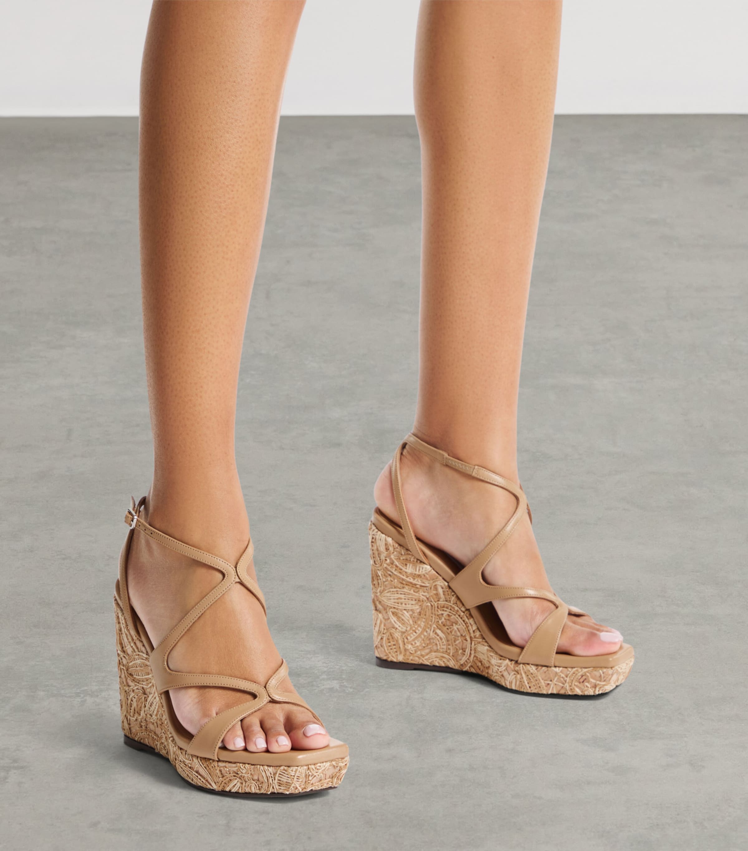 Jimmy Choo Ayla 110 Wedge Sandals Cappuccino/natural Image 2