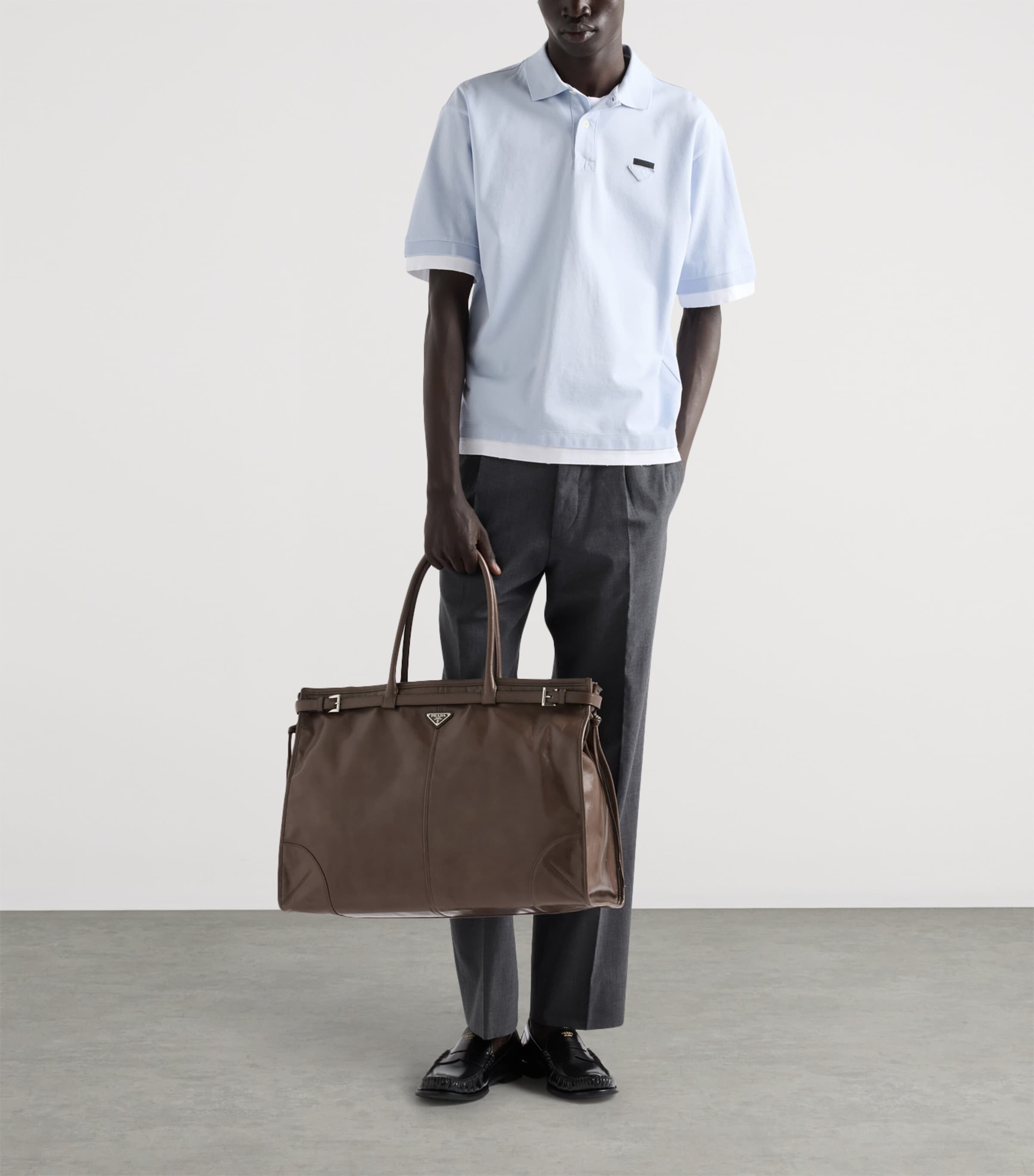 Prada Calfskin Bonnie Tote Bag Grey Image 2