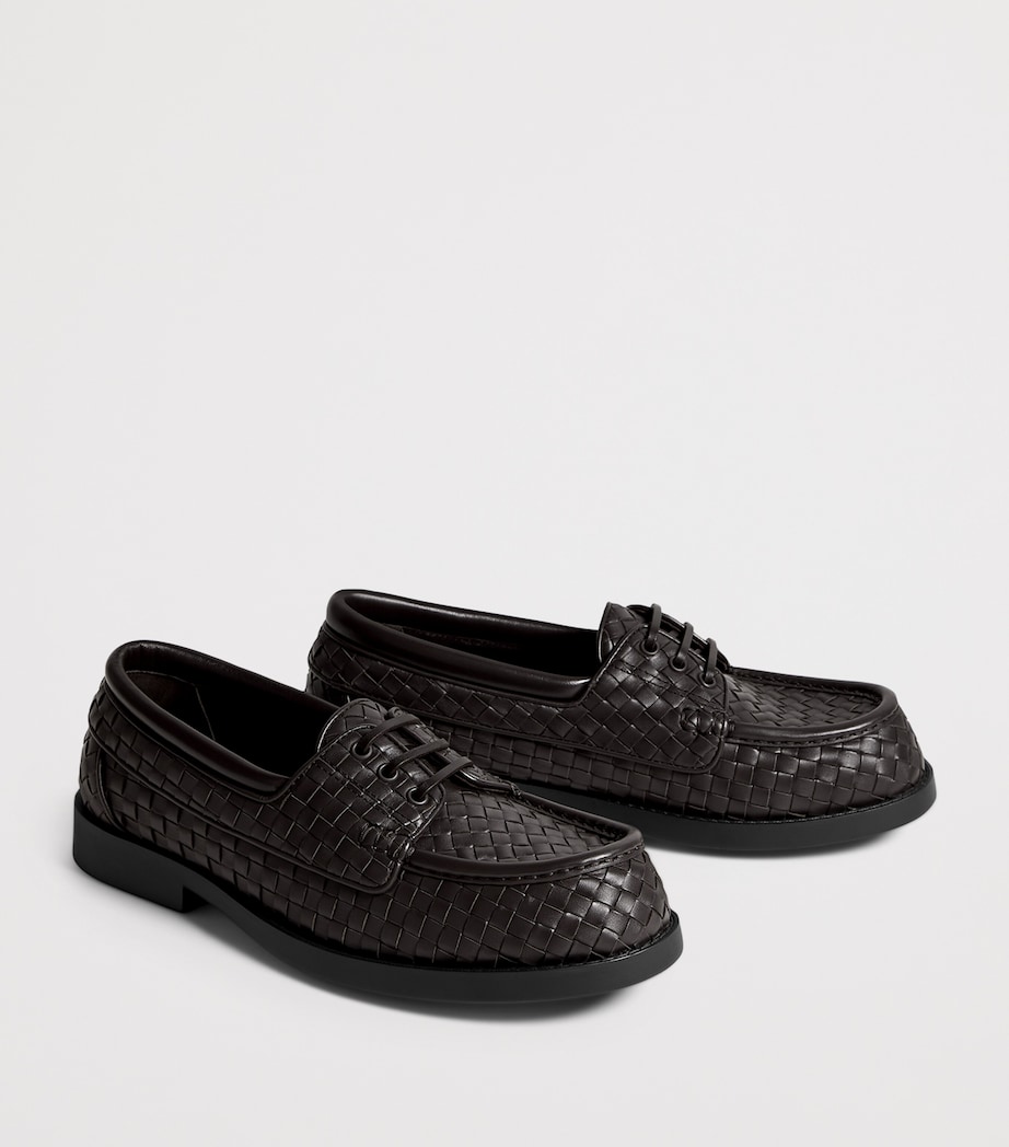 Bottega Veneta Leather Intrecciato Lace-Up Loafers Image 6