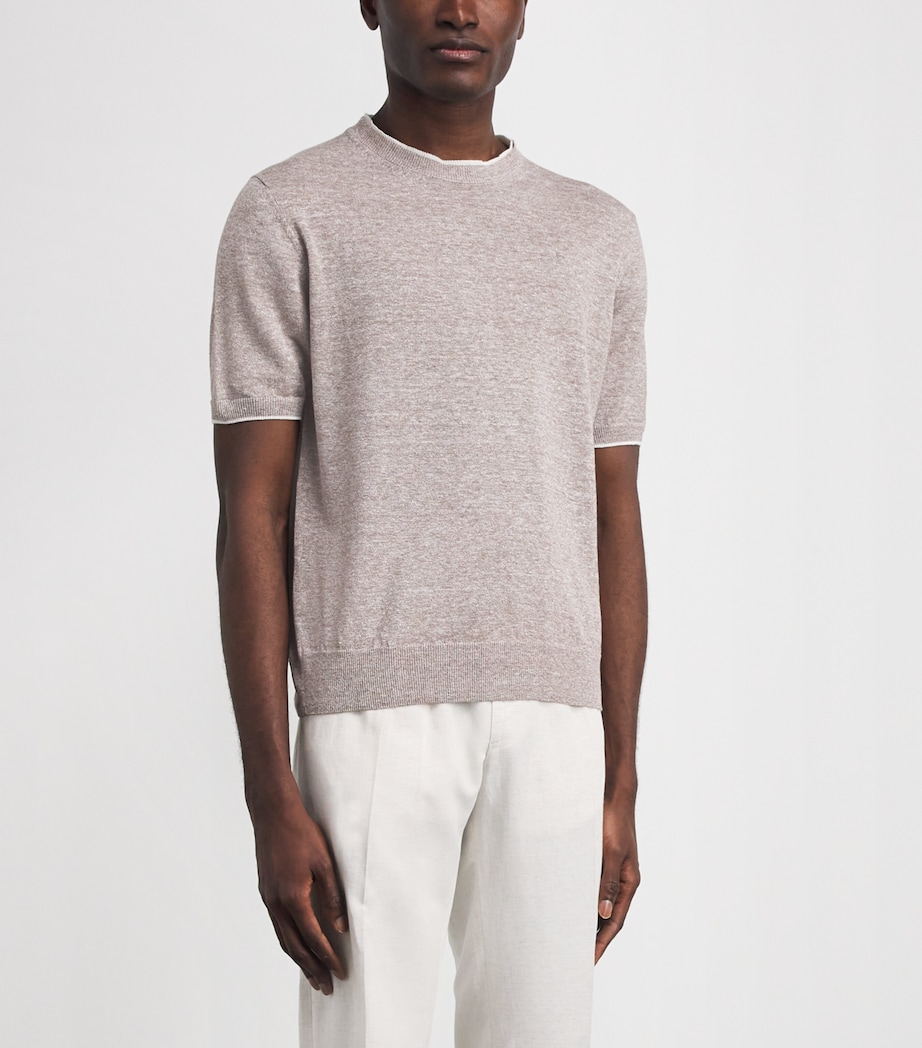 Fioroni Cashmere Mens Linen-Cotton T-Shirt Tortora Image 4