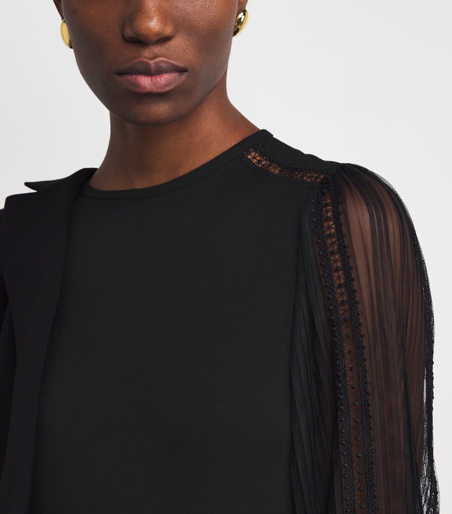 Tulle-Sleeve Layering Blouse BLACK Image 6