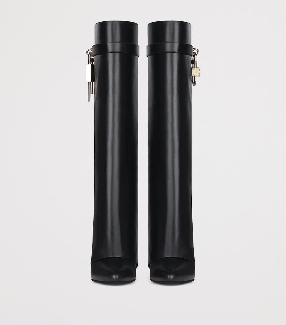 Leather Shark Lock Knee-High Boots 90 BLACK Image 2