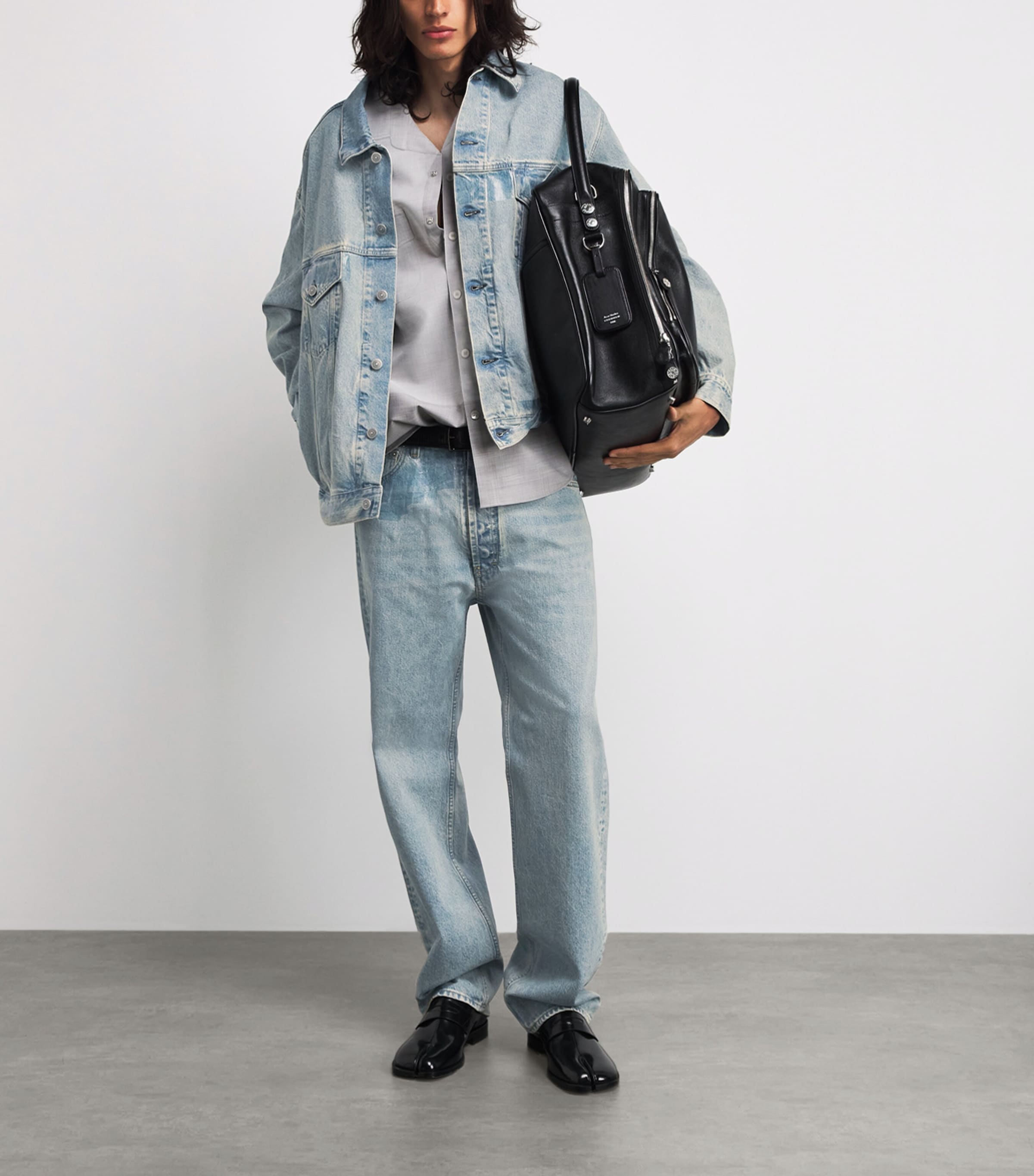 Maison Margiela Mens Distressed Denim Jacket Ice Blue Image 2