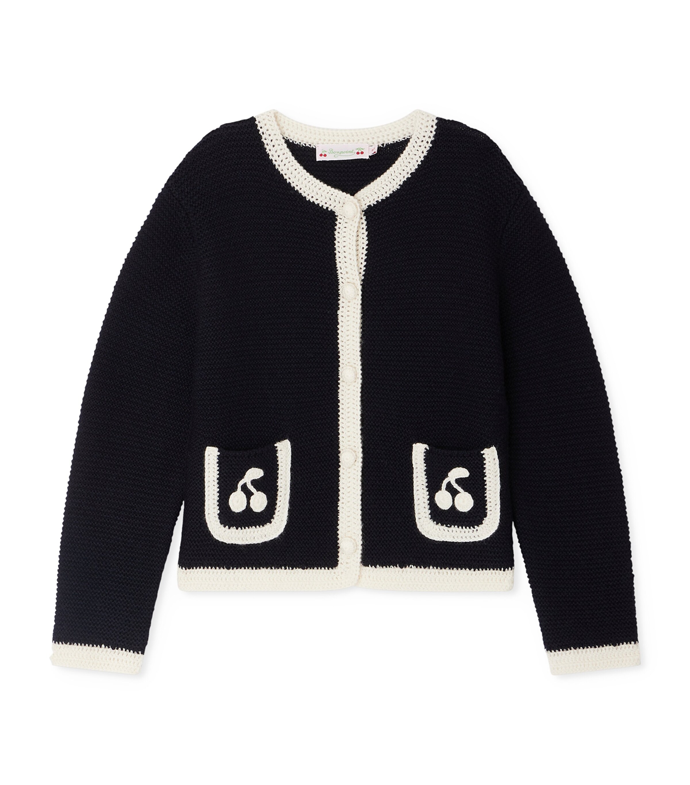 Bonpoint Wool Cherry-Crochet Cardigan (10-14 Years) | Girls Clothing | Knitwear | Designers | Bonpoint