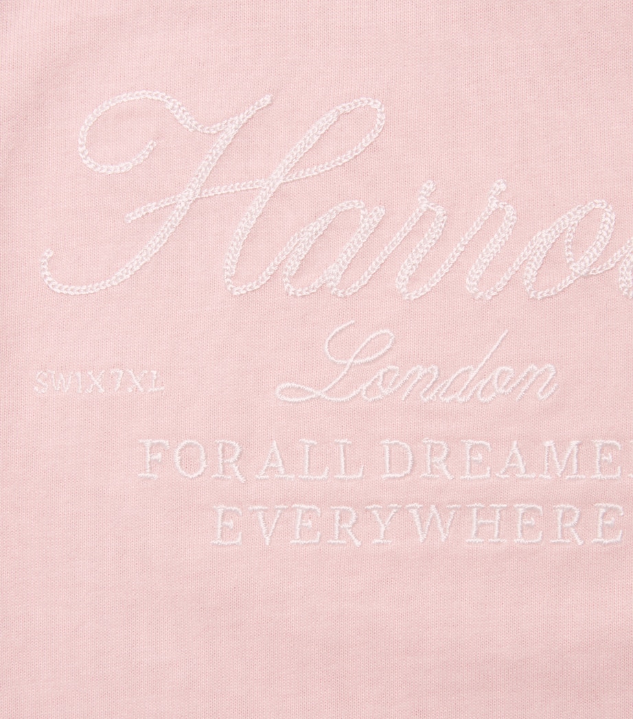 Harrods Cotton Logo T-Shirt (0-18 Months) Pink/ivory Image 3
