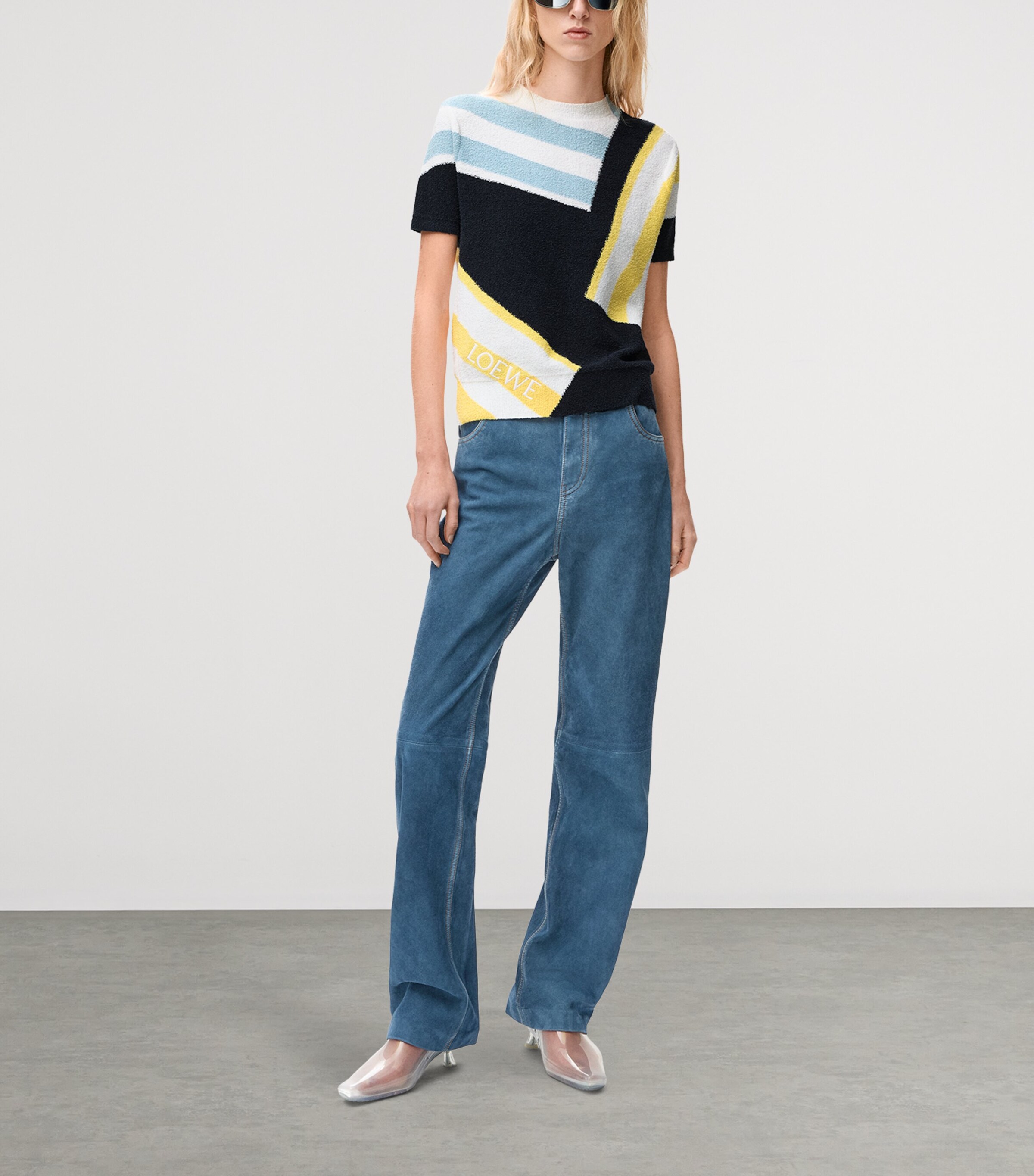 LOEWE Womens Geometric Short-Sleeve Sweater Blue/multicolor Image 2