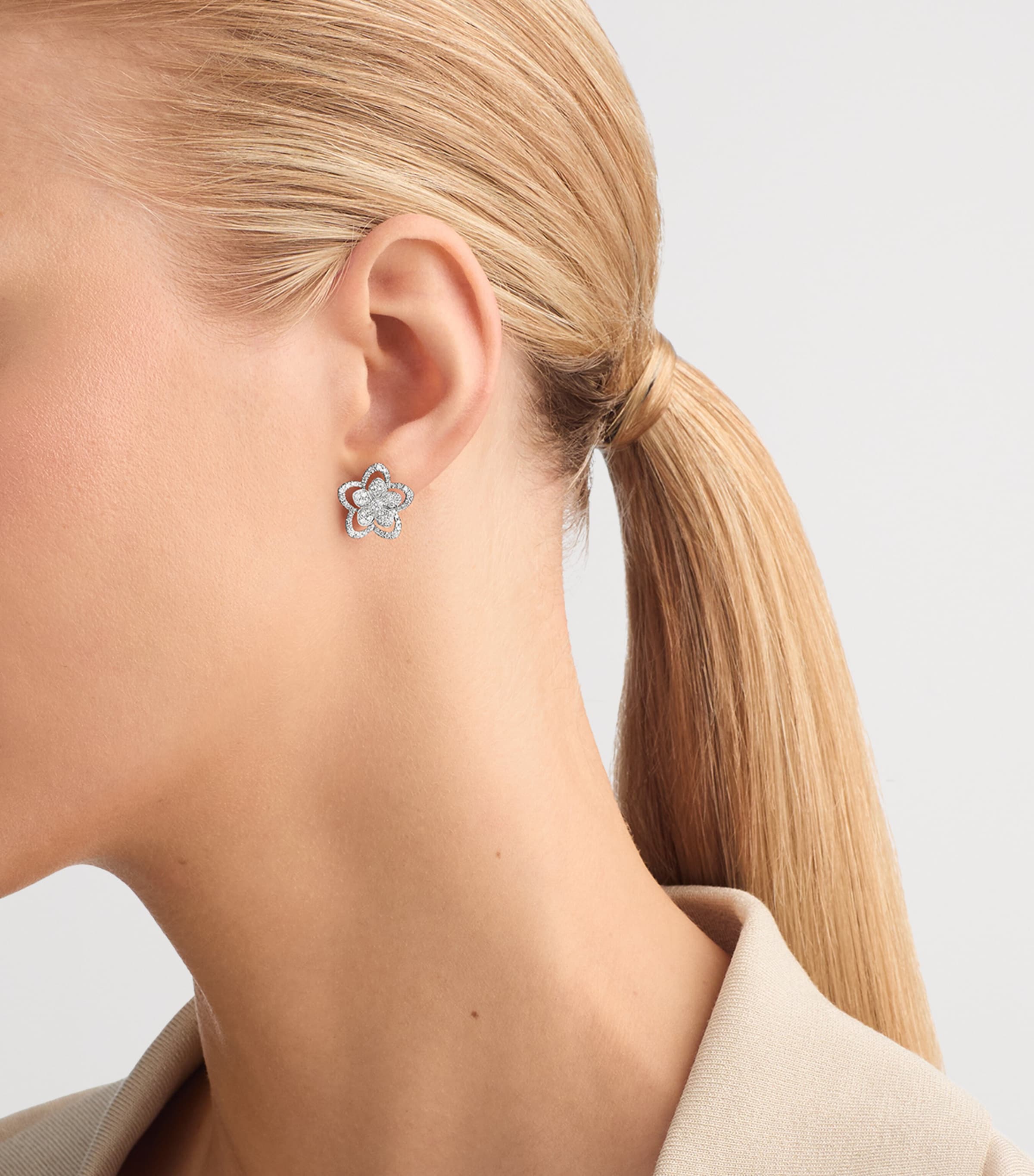Graff White Gold and Diamond Wild Flower Earrings White Gold Image 2