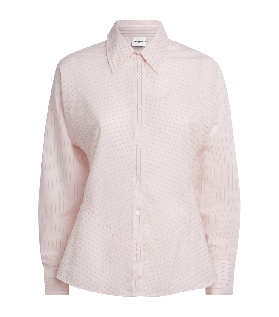 Claudie Pierlot Womens Cotton-Blend Stripe Shirt Pale Pink Image 1