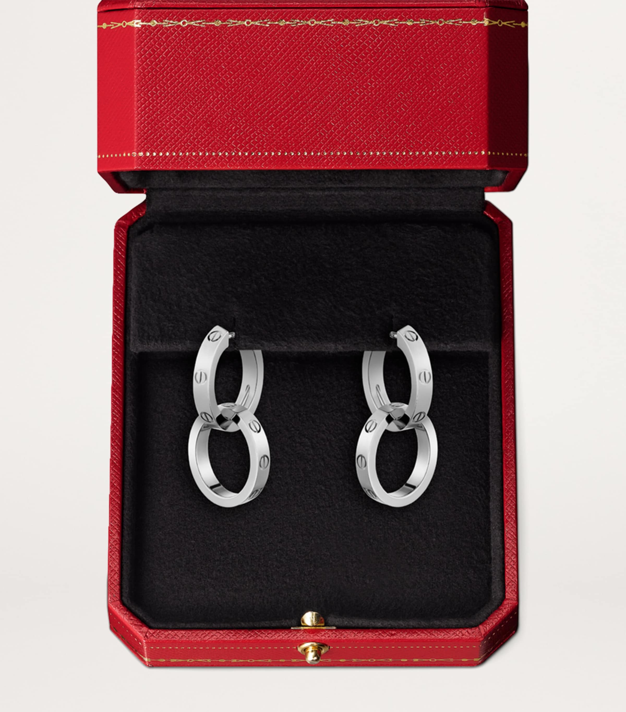 White Gold LOVE Double Hoop Earrings WHITE GOLD Image 3