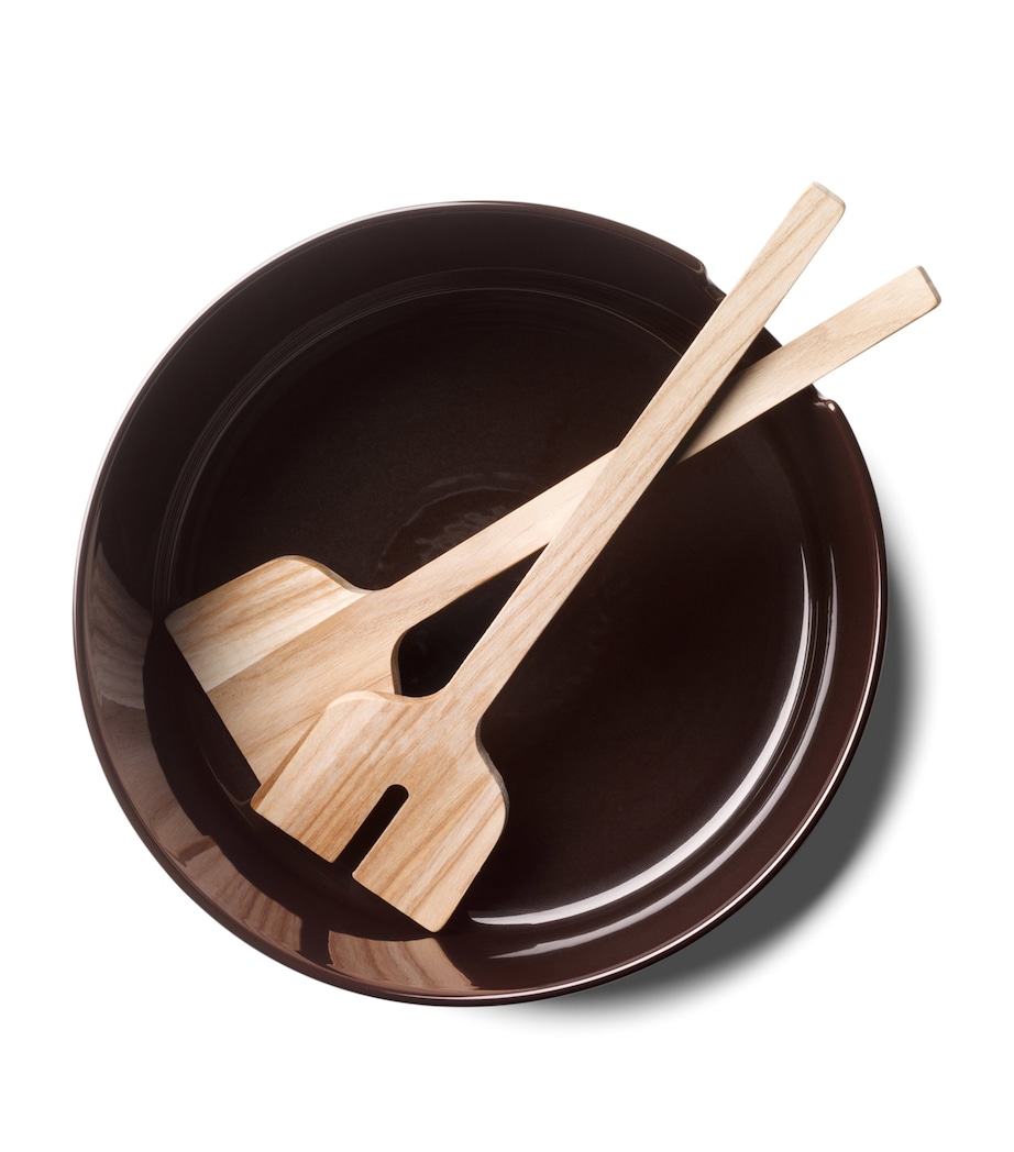 Porcelain Collective Salad Bowl and Servers (26cm) MOCHA Image 3