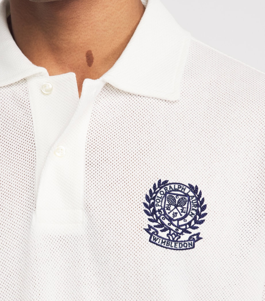 Polo Ralph Lauren Mens x Wimbledon Cotton Mesh Polo Shirt Deckwash White Image 3