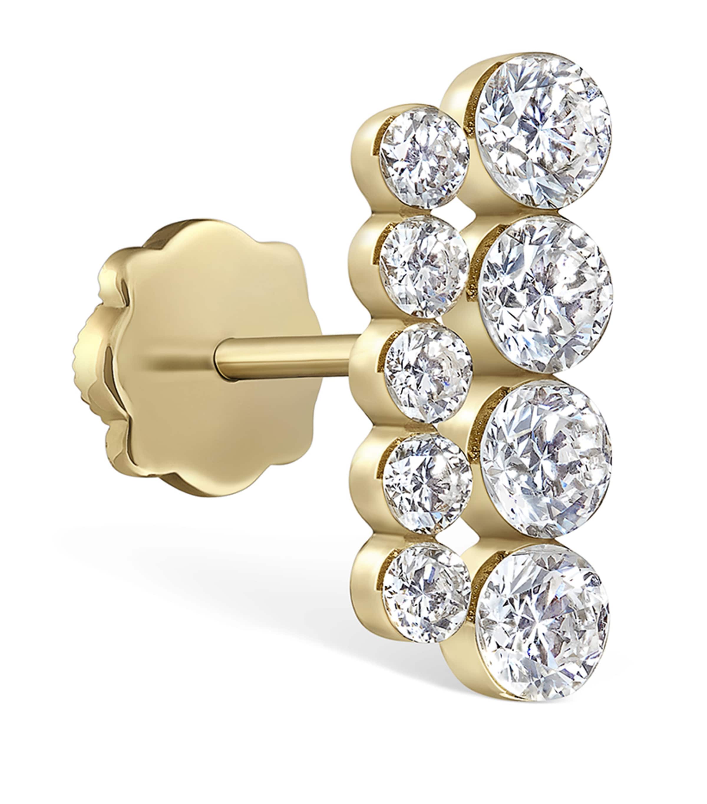 Maria Tash Yellow Gold Invisible Set Diamond Apsara Bar Threaded Stud Earring