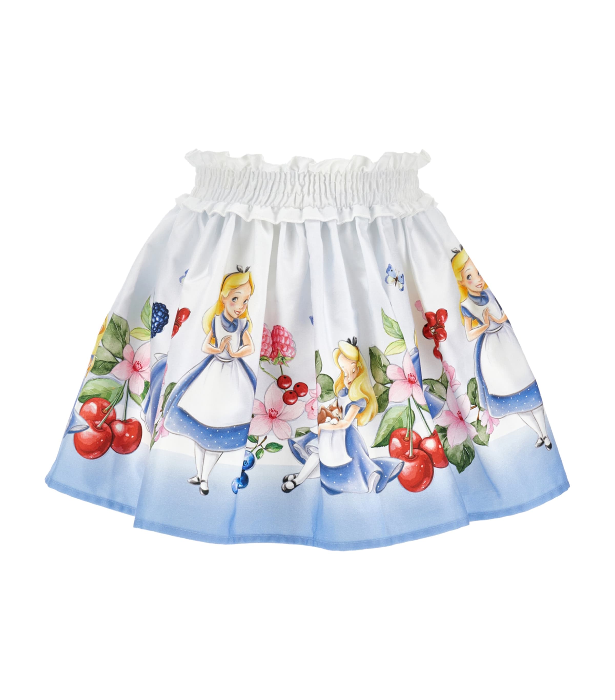 x Disney Cotton Alice in Wonderland Print Skirt (2-12 Years) BIANCO / CELESTE Image 1