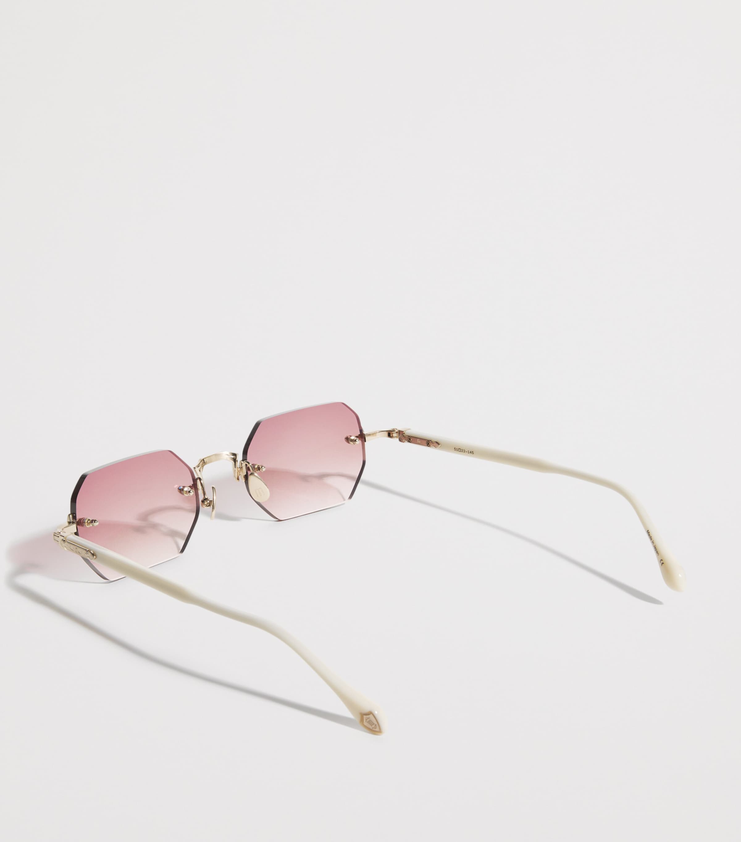 Matsuda M5010 Octagonal Sunglasses Brshd Gld Mlk Wt Ros Image 3