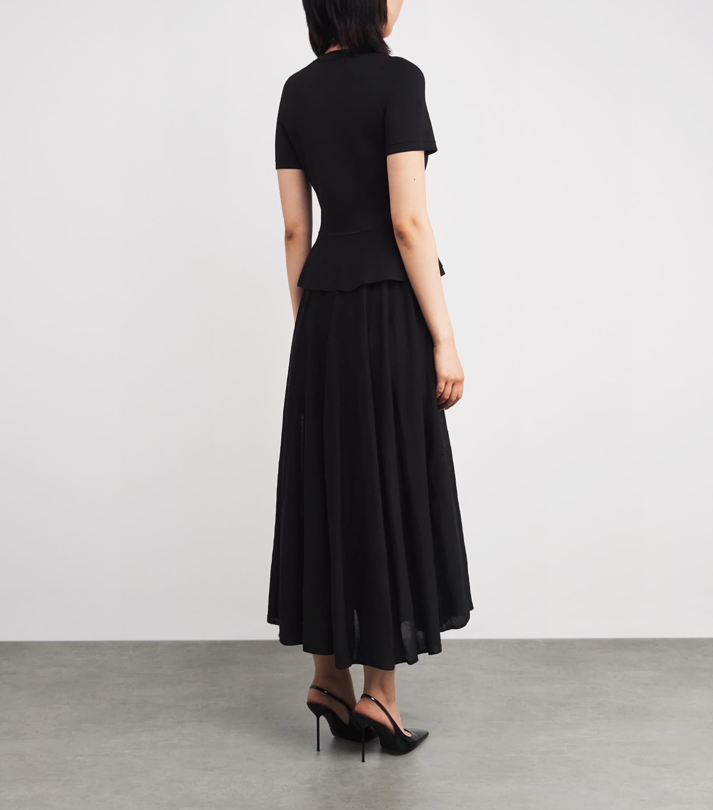 Knitted Peplum Maxi Dress BLACK Image 3