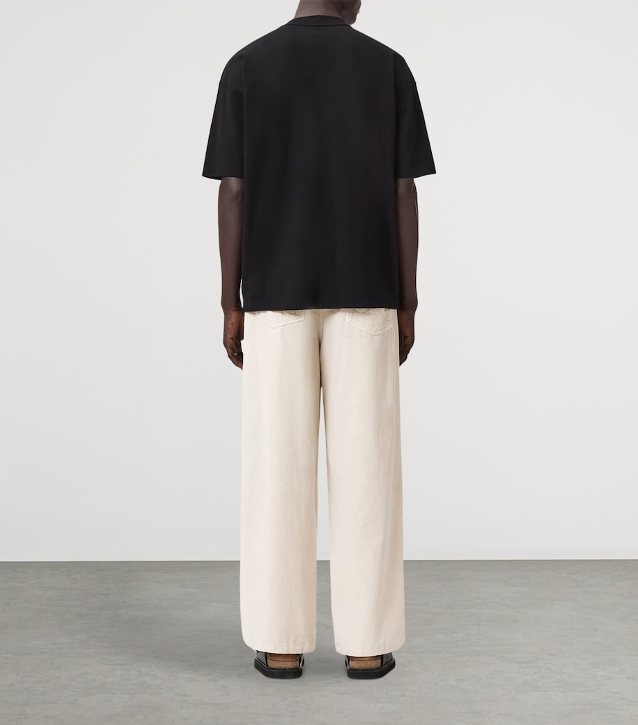 AllSaints Mens Corduroy Sabbath Wide-Leg Trousers Pebble White Image 7