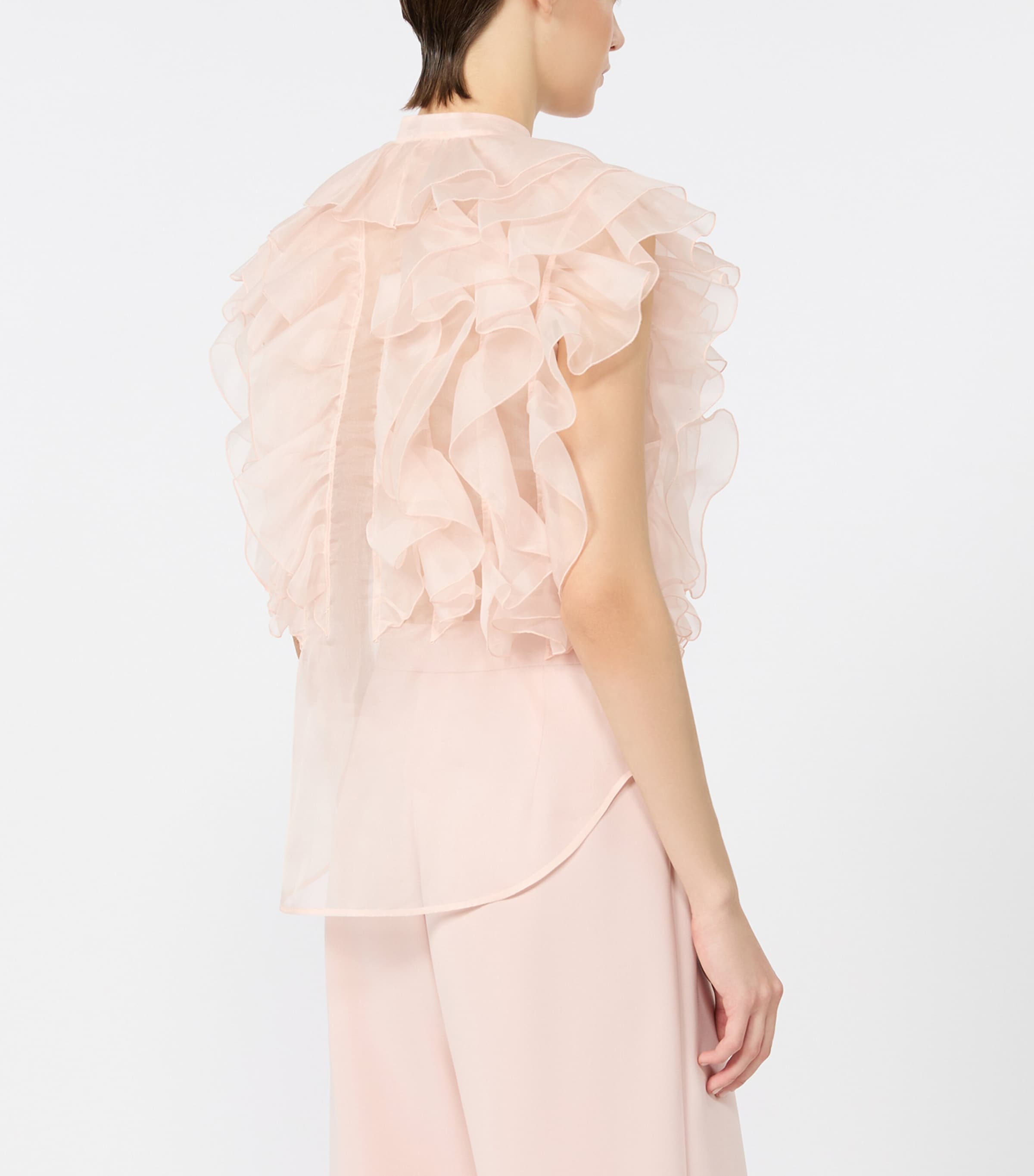 Max Mara Womens Silk Ruffled Blouse Powder Image 4
