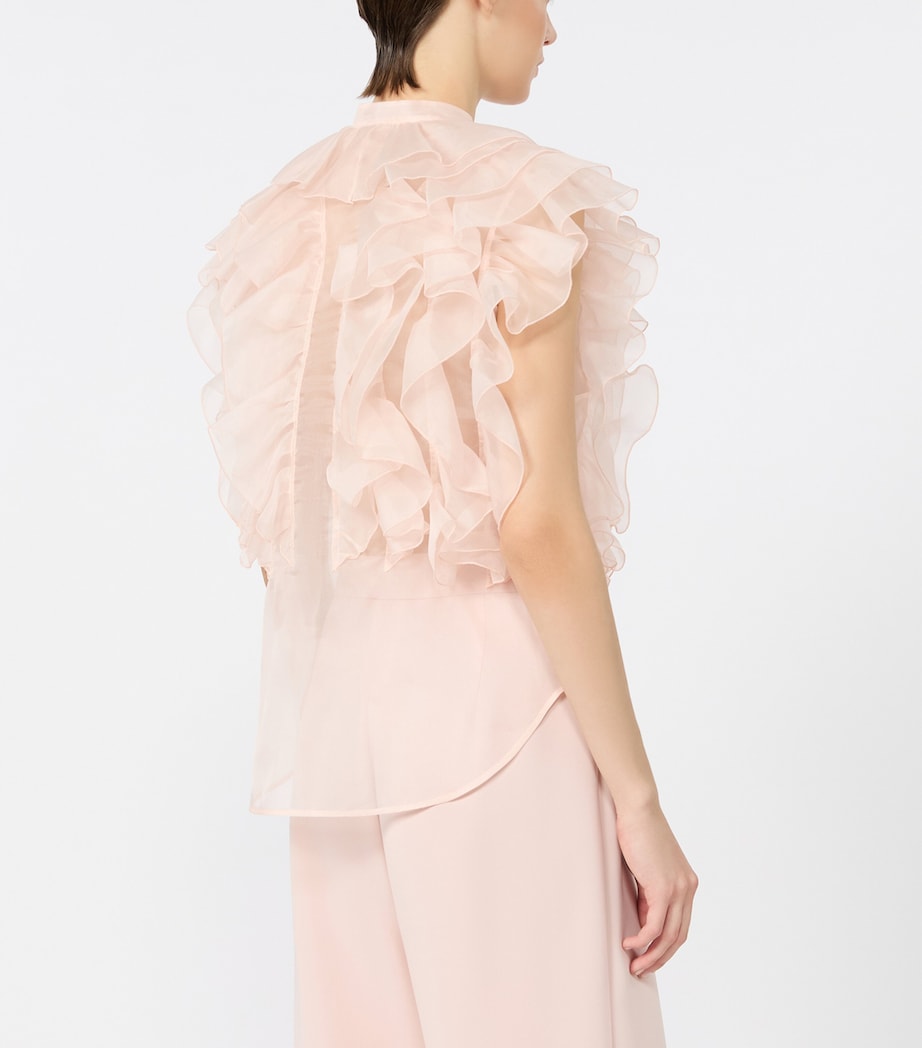 Max Mara Womens Silk Ruffled Blouse Powder Image 4
