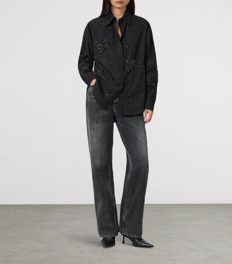 Organic Cotton Embellished Gemi Shirt BLACK Image 2
