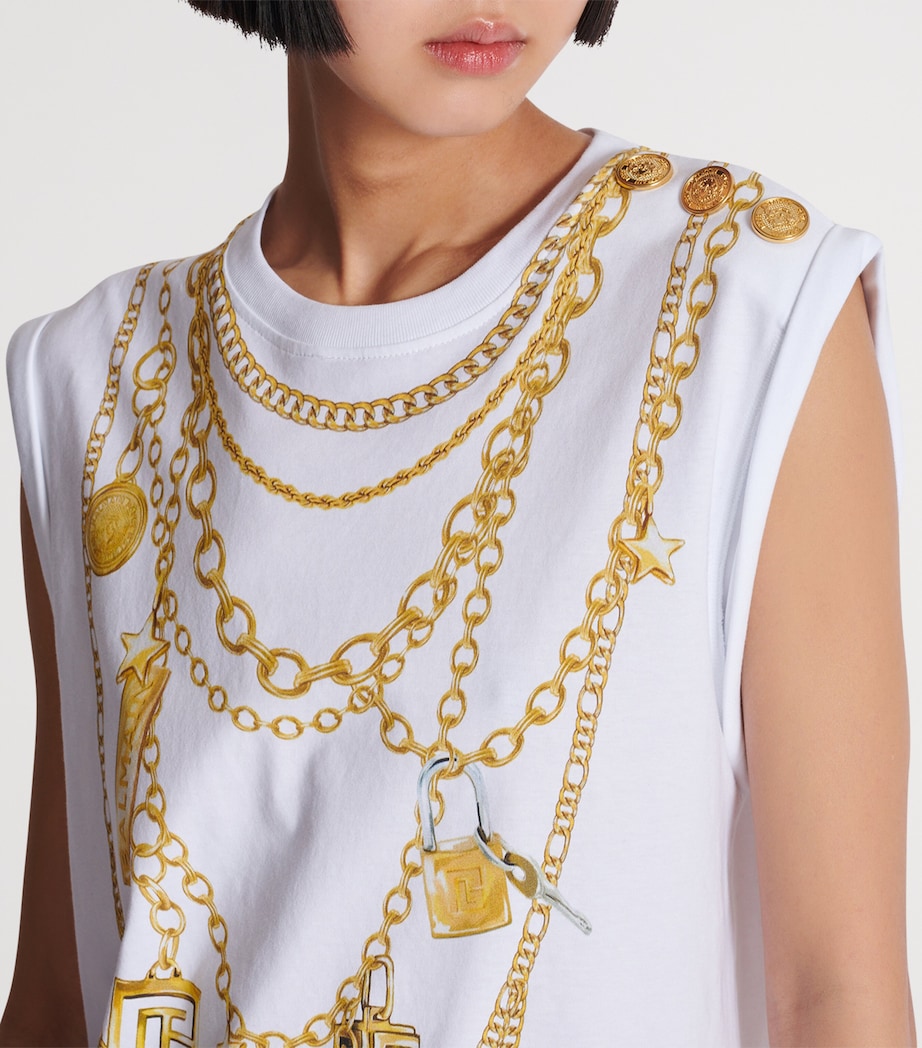 Cotton Jewellery Print Tank Top GAD BLANC/OR Image 6