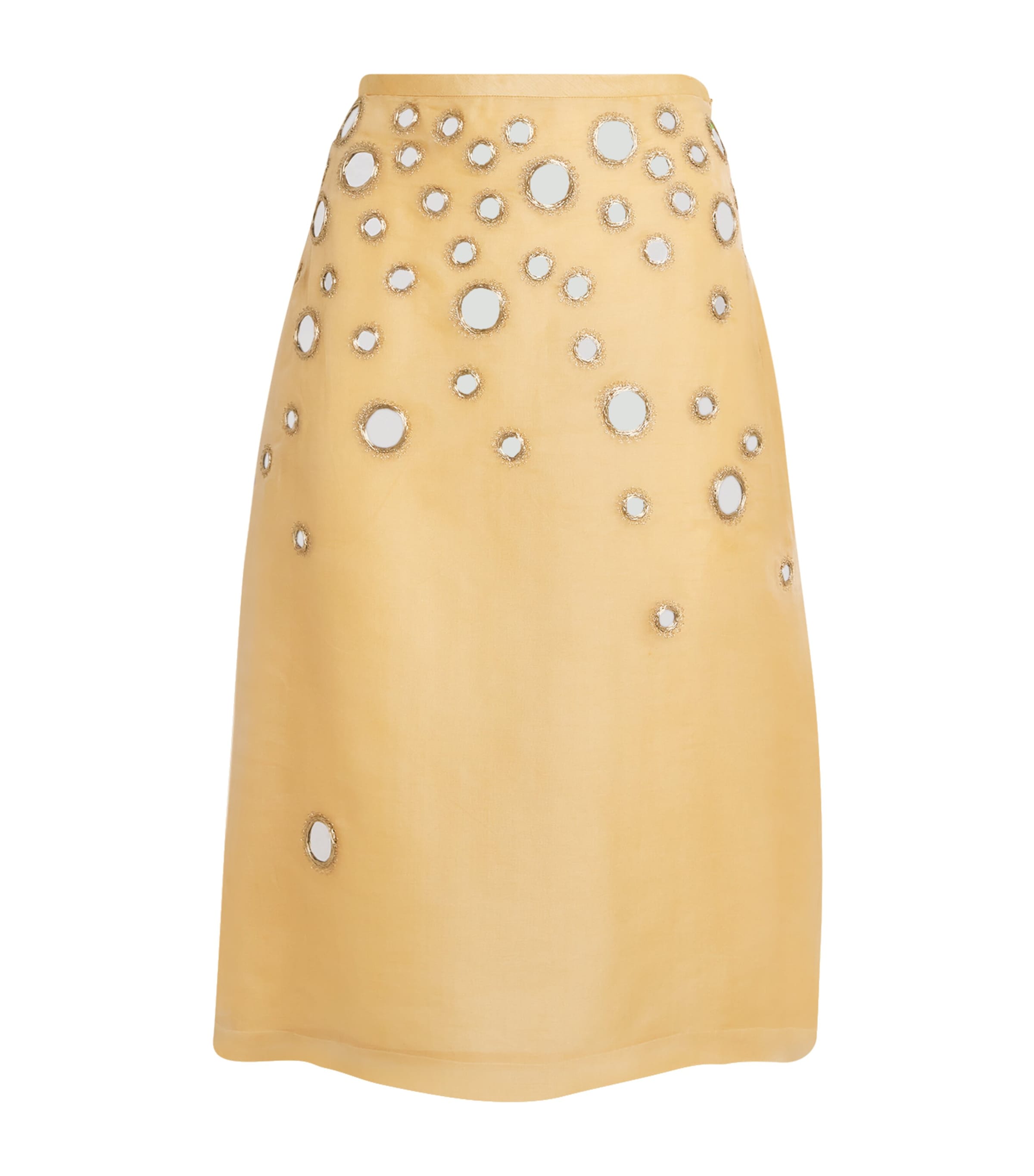 Silk Mirror-Embellished Midi Skirt 704 SOFT WHEAT Image 1