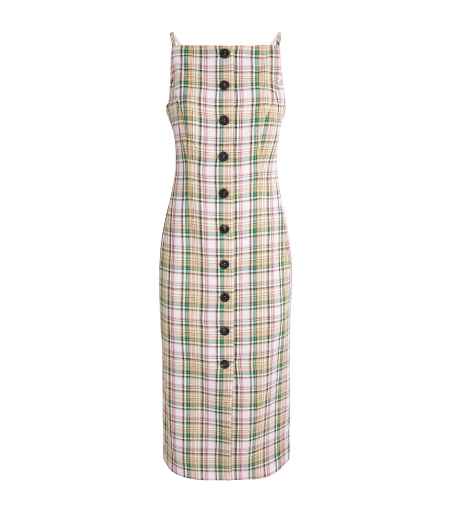 Carolina Herrera Womens Plaid Print Midi Dress Ivory Multi Image 1
